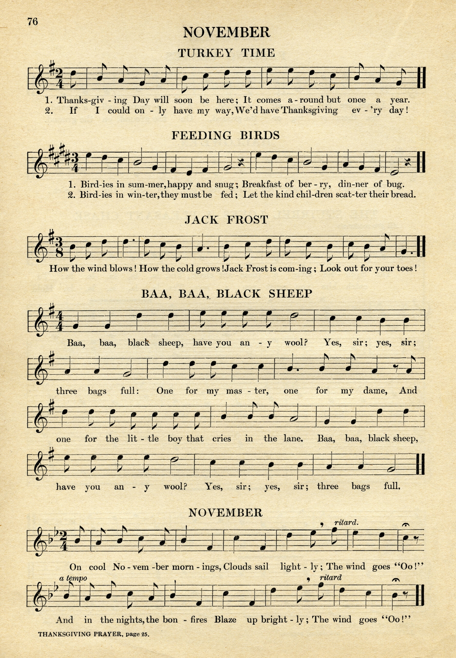 Kindergarten Songs For November Free Graphic The Old Design Shop