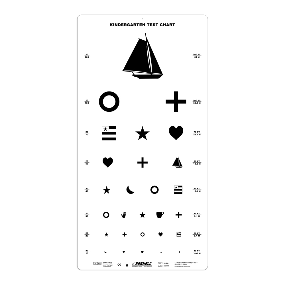 Large Kindergarten Vision Test Chart L Bernell Corporation