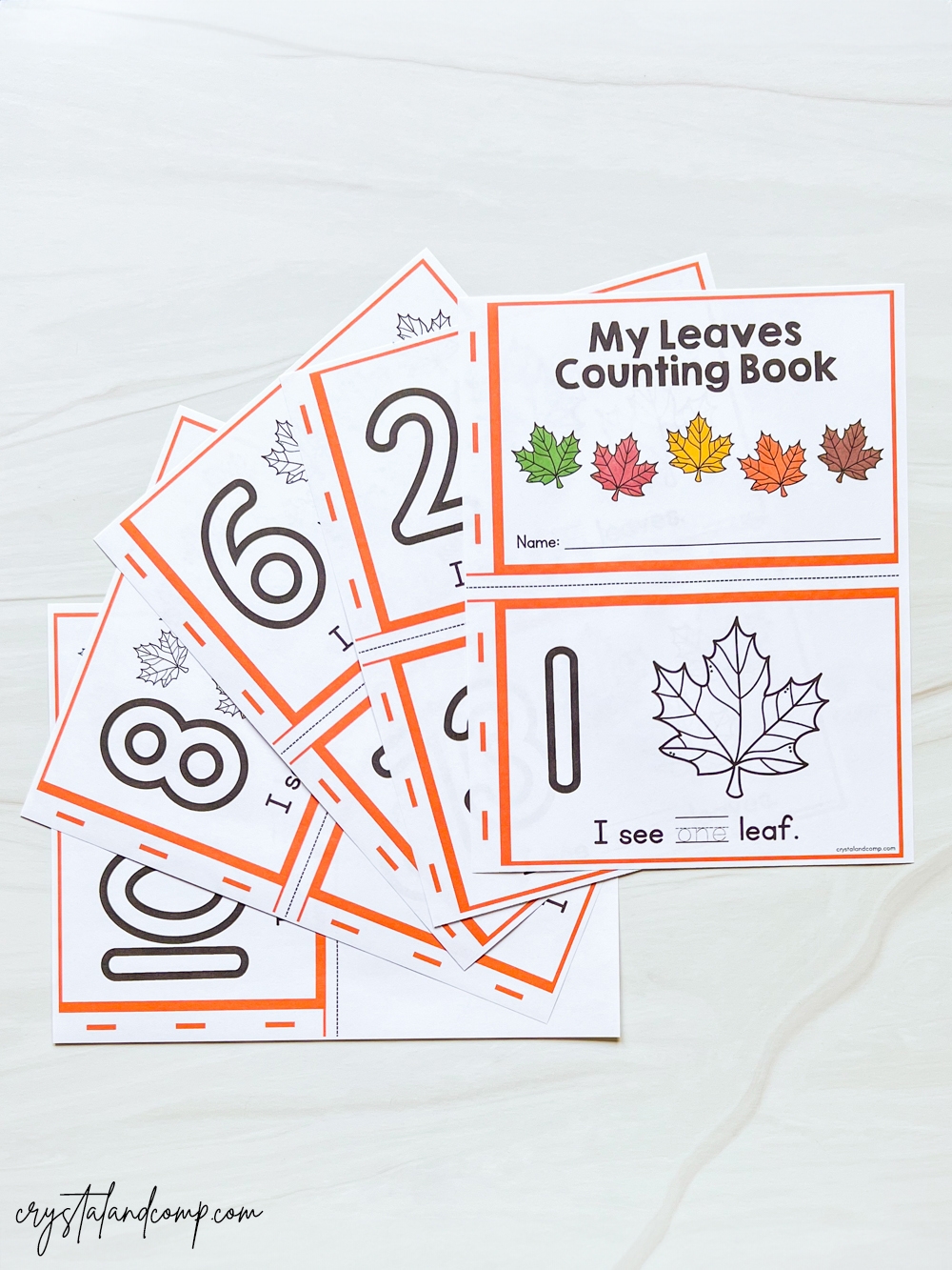 Leaves Counting Printable Book CrystalandComp