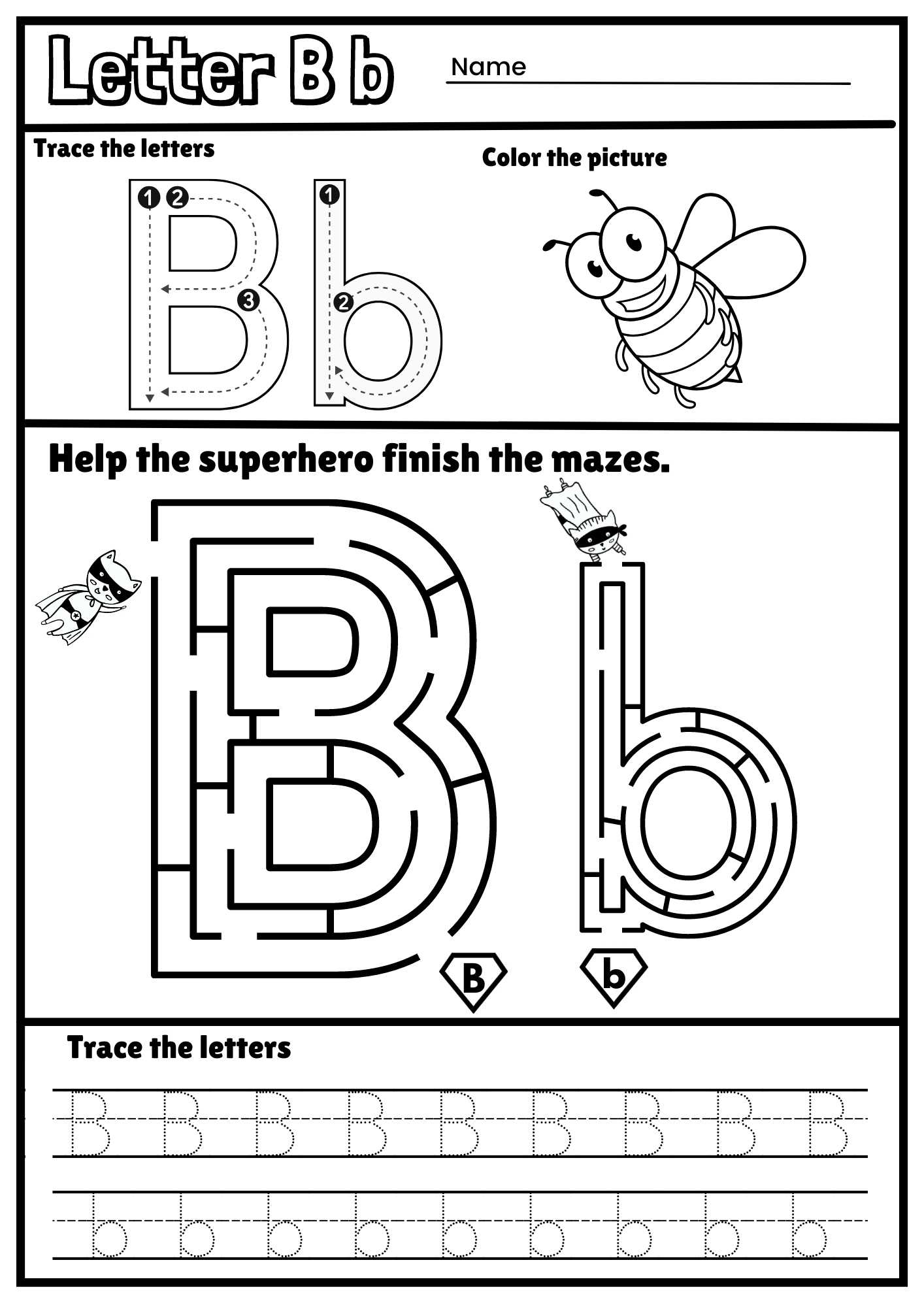 Letter B Alphabet Tracing And Coloring Free Printable PDF Ezpzphonics