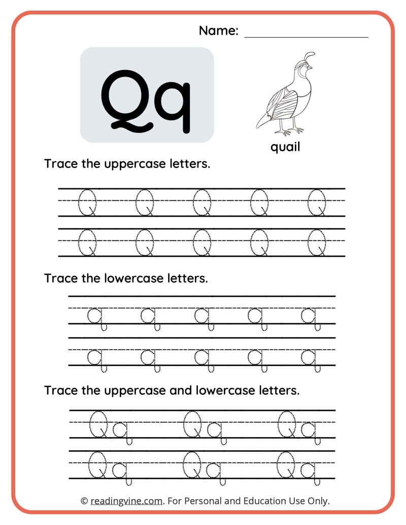 Printable Letter Q For Preschool