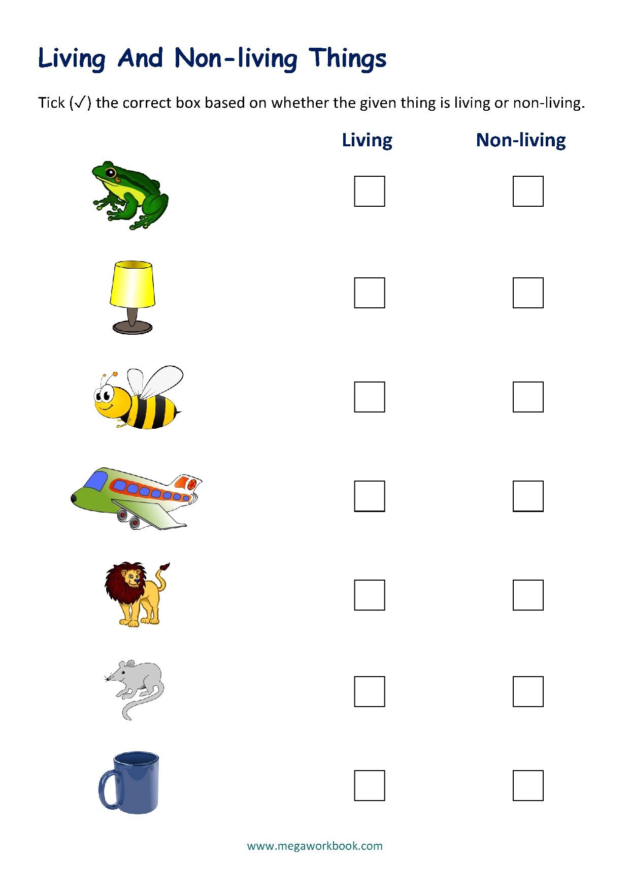 Living And Non Living Things Worksheets Characteristics Of Living Things MegaWorkbook