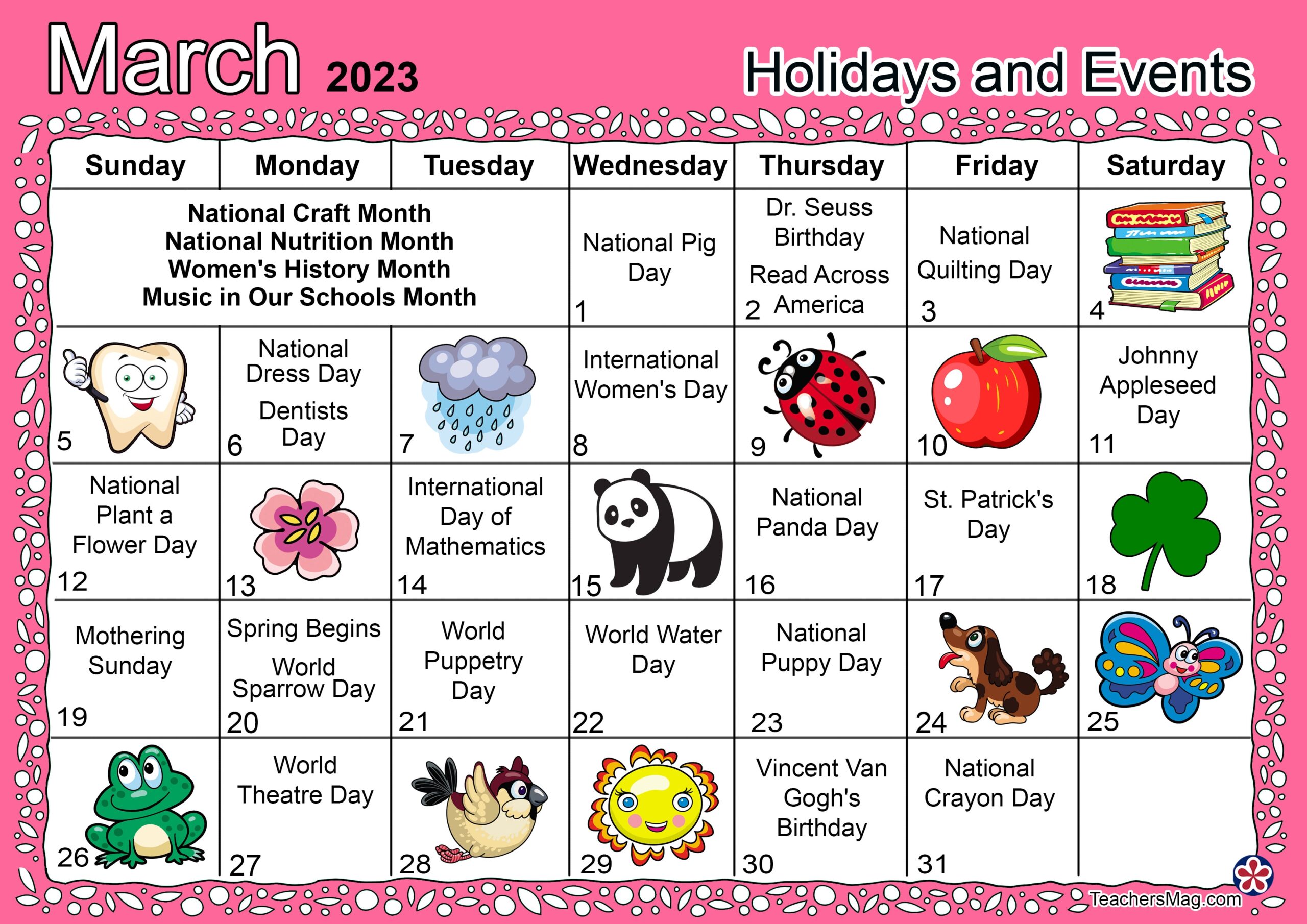 March Preschool Themes And Activity Calendar TeachersMag