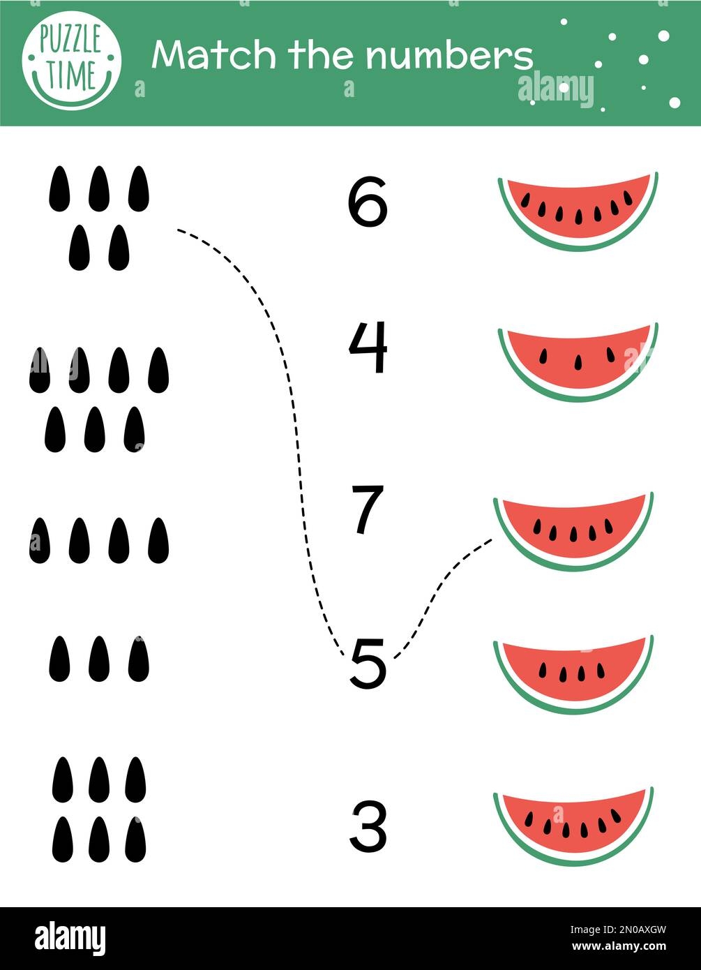 Matching Game With Watermelon Slice And Seeds Summer Math Activity For Preschool Children Tropical Counting Worksheet Educational Printable With Cu Stock Vector Image U0026 Art Alamy