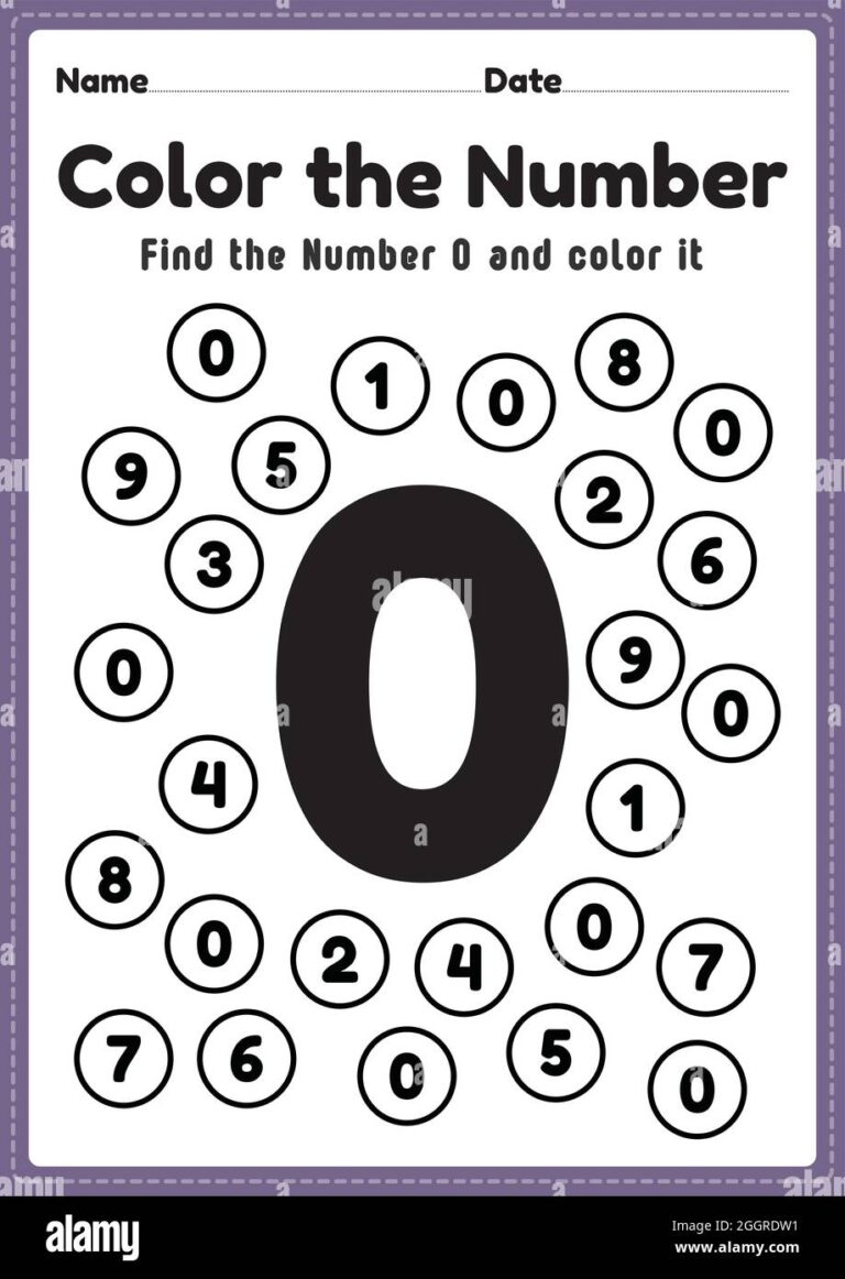 Math Coloring U0026 Counting Number 0 Worksheet Maths Activities For Kindergarten Kids To Learn Basic Mathematics Skills In A Printable Page Stock Vector Image U0026 Art Alamy