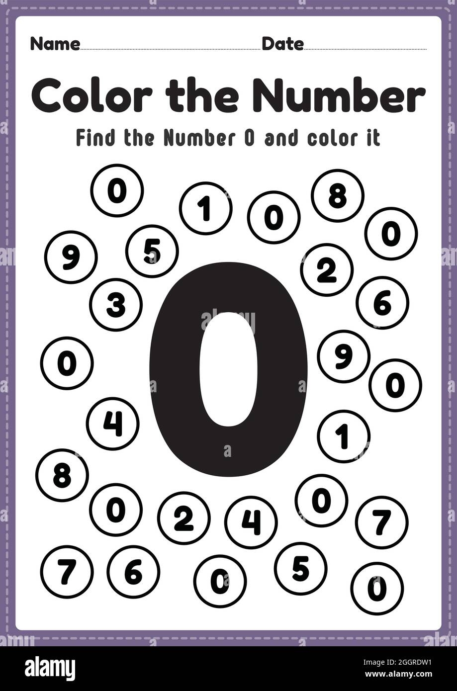 Math Coloring U0026 Counting Number 0 Worksheet Maths Activities For Kindergarten Kids To Learn Basic Mathematics Skills In A Printable Page Stock Vector Image U0026 Art Alamy