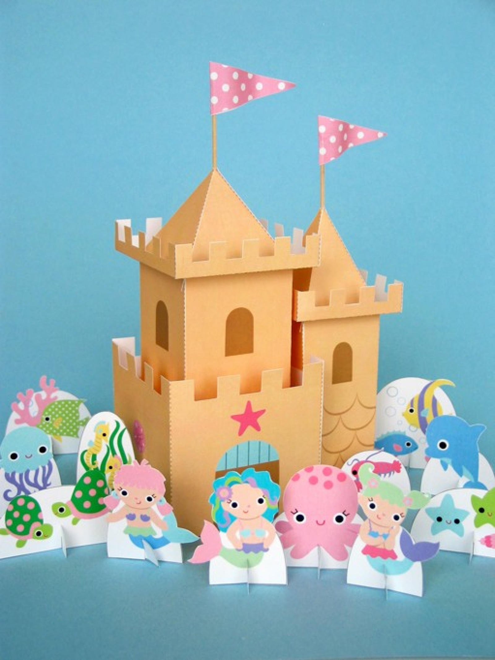 Mermaid Sandcastle Playset Printable Paper Craft Fantastic Toys