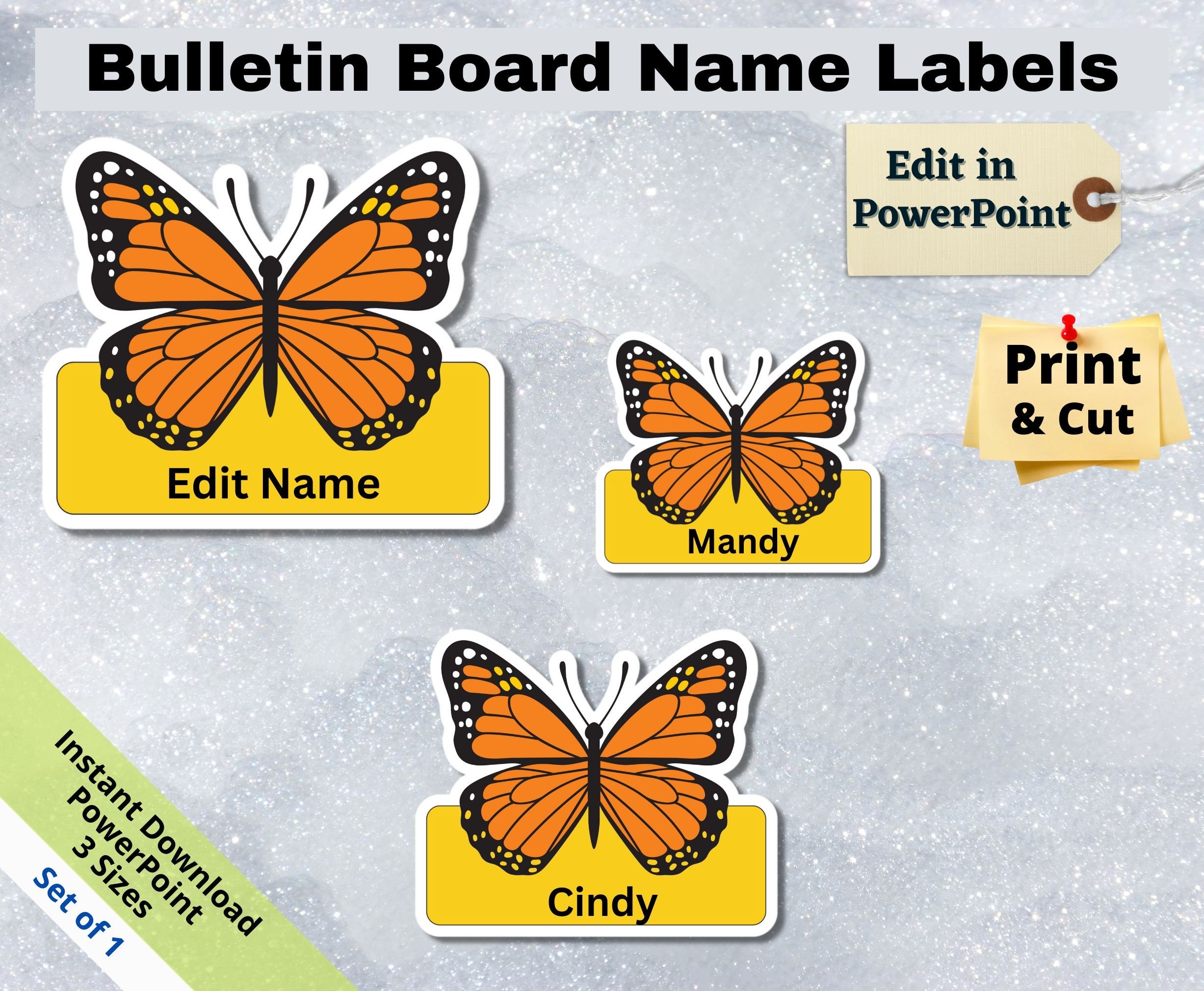 Monarch Butterfly Editable Student Name Tags PRINTABLES 