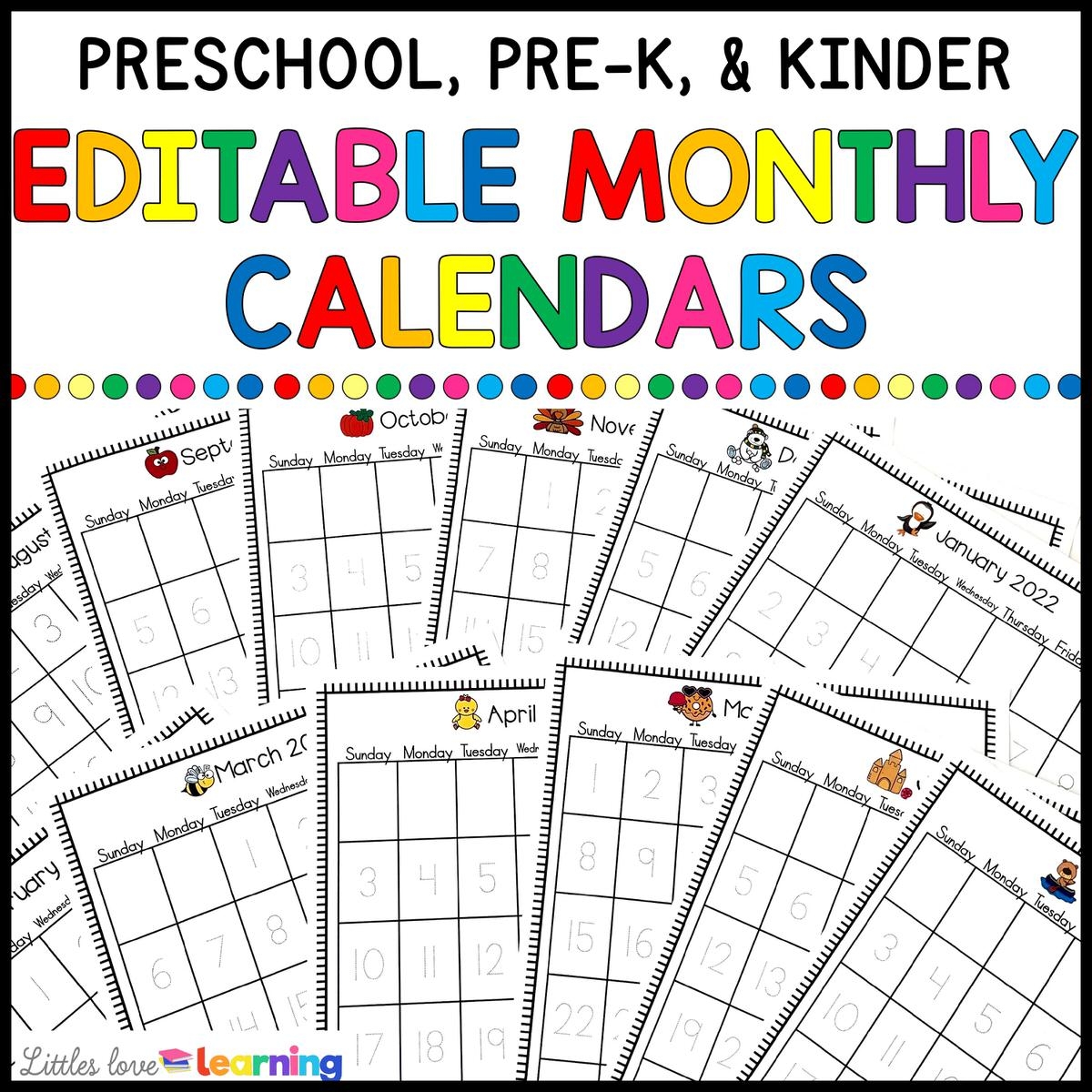MONTHLY CALENDARS EDITABLE 