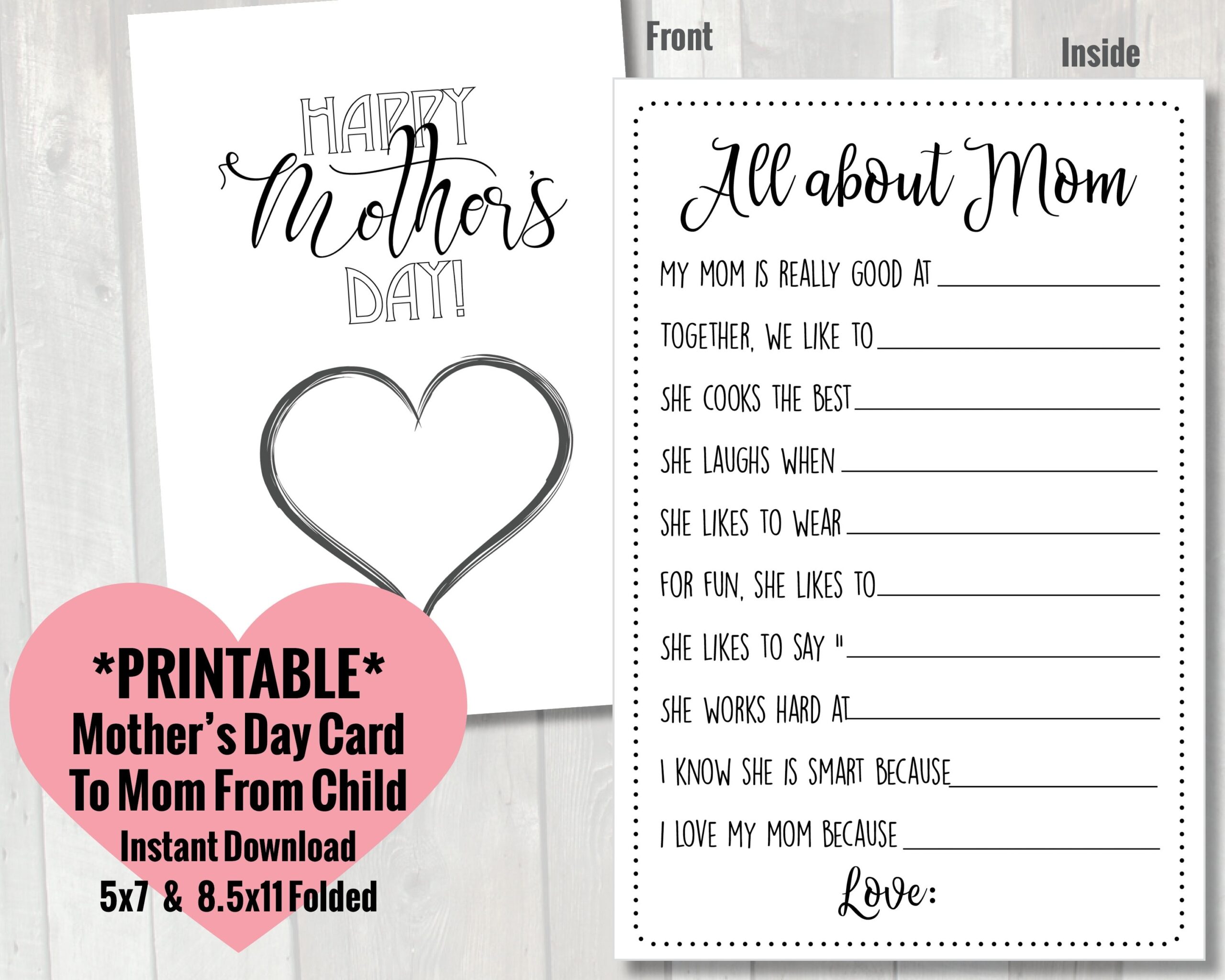 Printable Mothers Day Card For Preschool