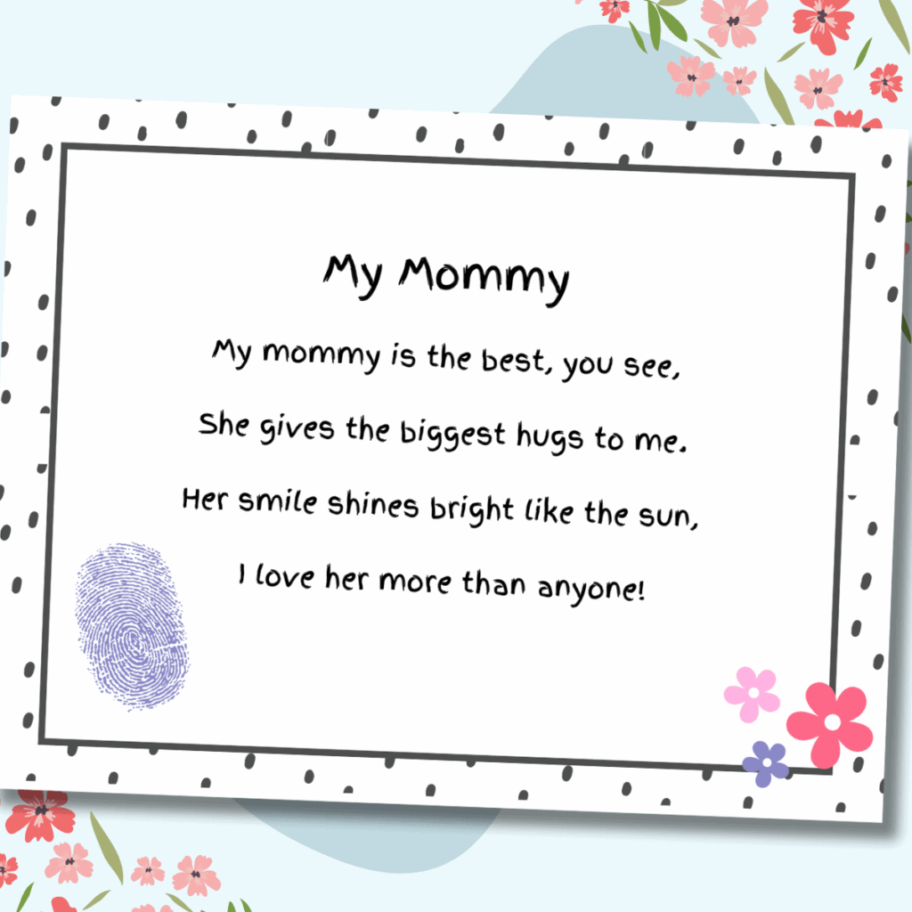 Printable Mothers Day Poems For Preschoolers Printable Preschool