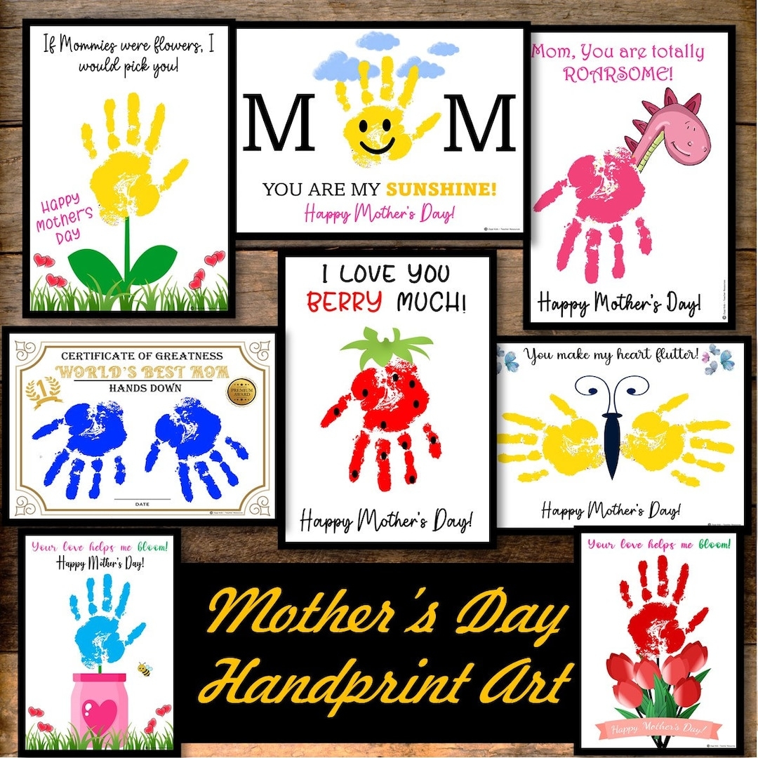 Mothers Day Handprint Keepsake Art Mother s Day Gift For Mom Mother s Day Craft Activities DIY Personalized Card For Mom Mum Nana Etsy