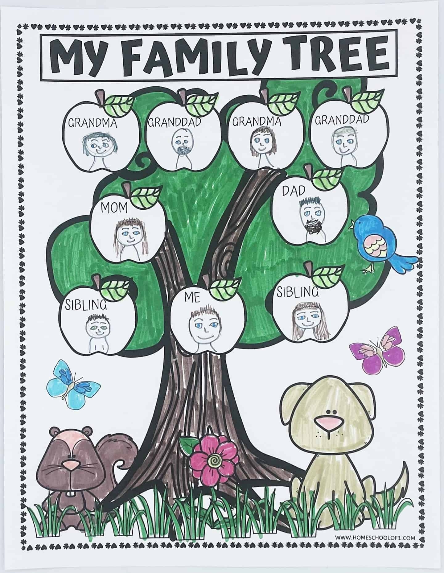 My Family Tree Coloring Page Free Worksheet 