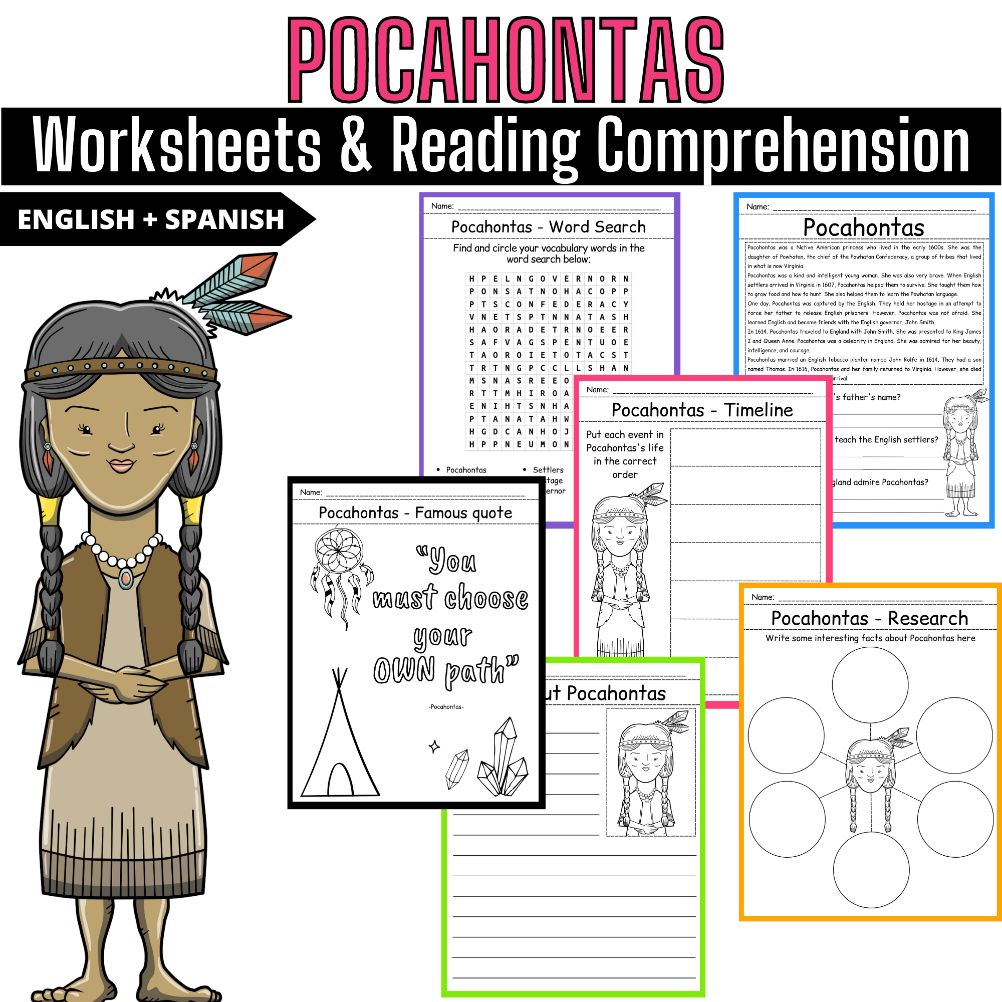 Native American Heritage Month Pocahontas Worksheets Reading Comprehension Made By Teachers