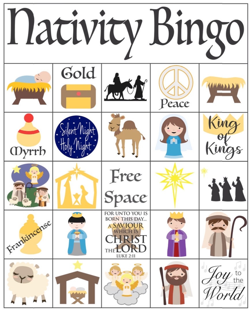 Nativity Bingo Christmas Bingo Christian Bingo Game For Kids 