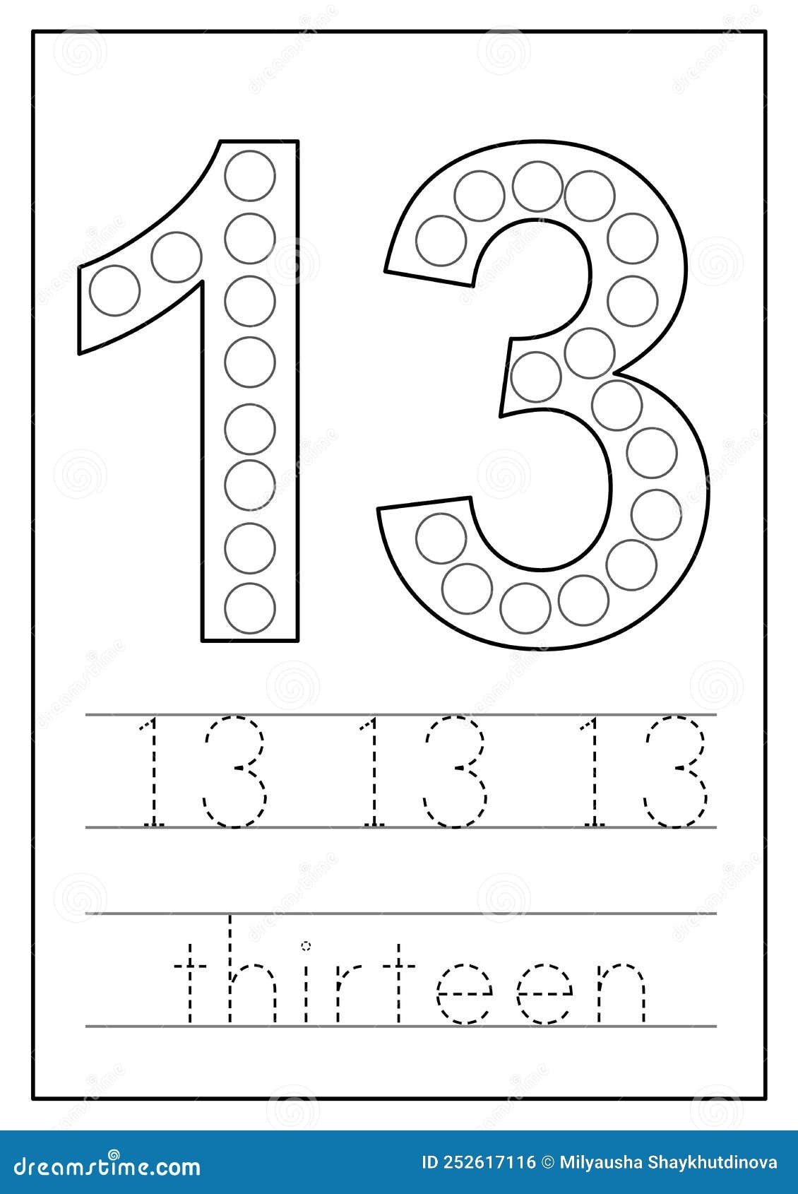 Printable Number 13 Worksheet Preschool