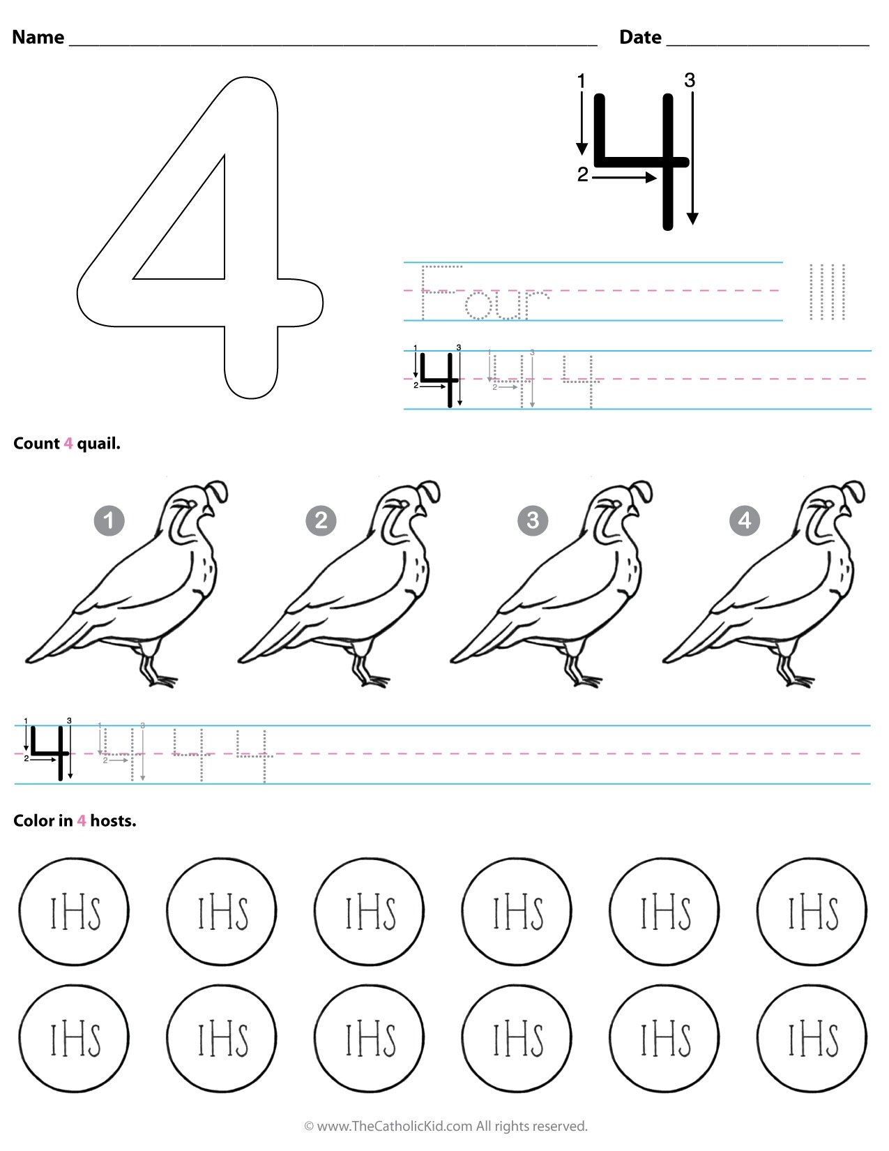 Printable Number 4 Worksheets For Preschool