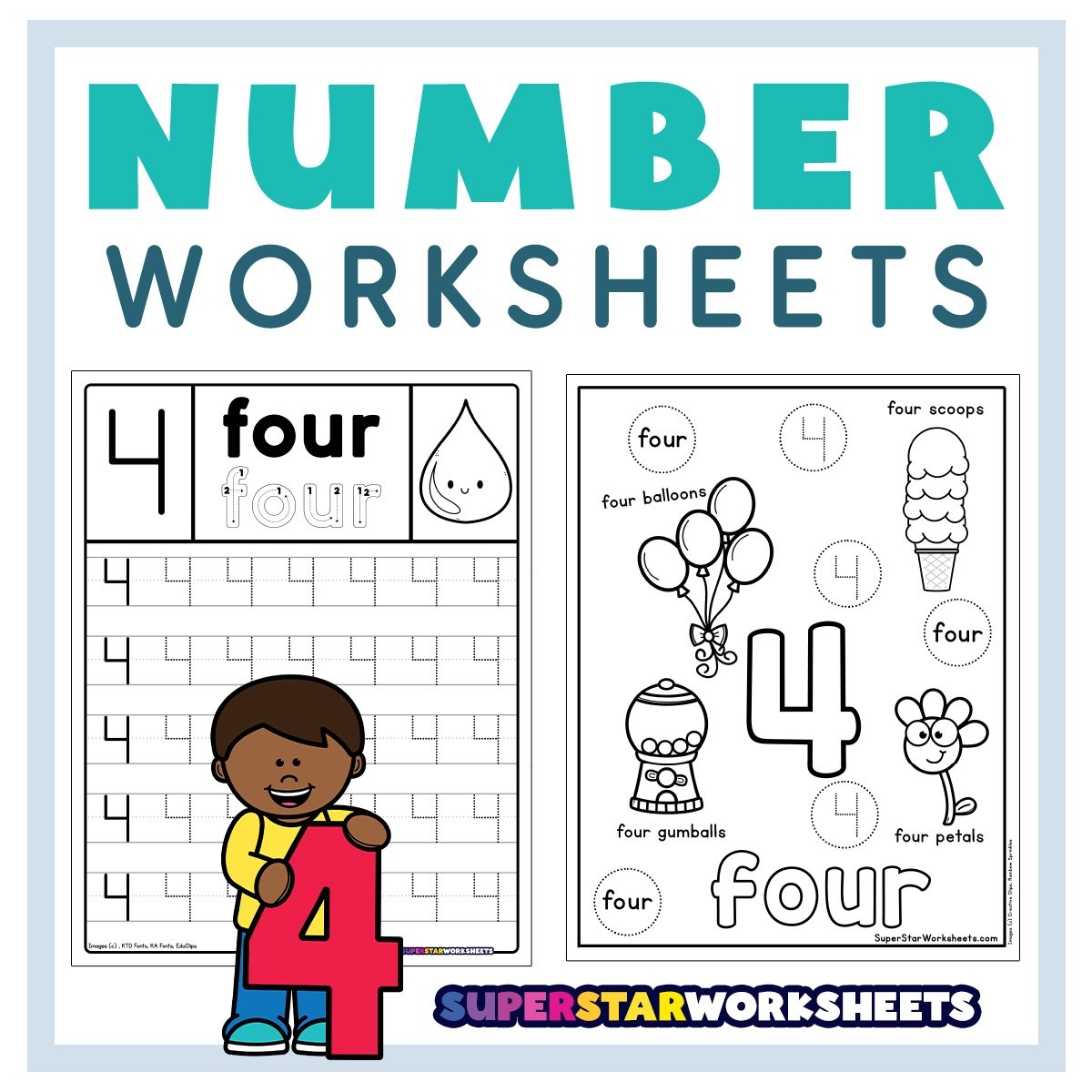 Number 4 Worksheets Superstar Worksheets