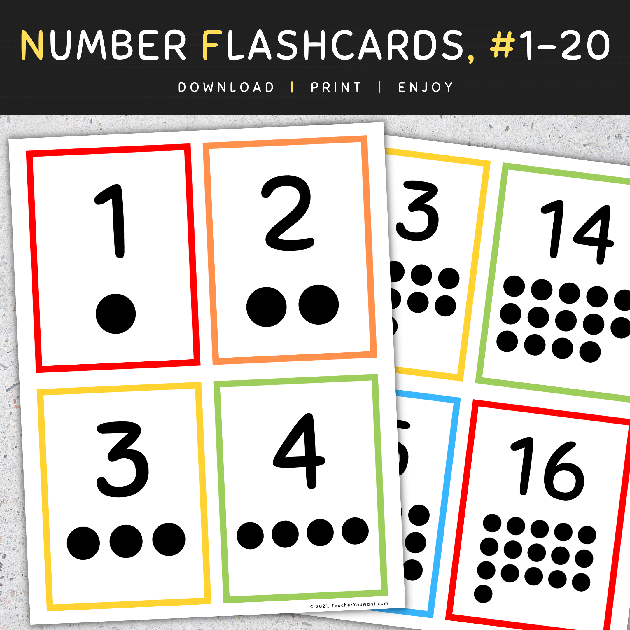 Printable Number Flashcards For Preschoolers