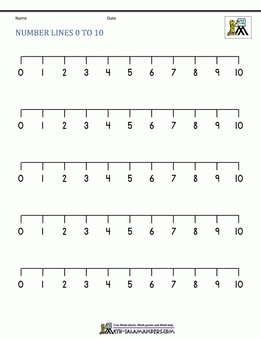 Number Line 0 To 10