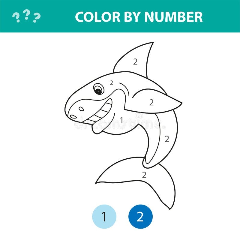 Numbers Coloring Page Cute Cartoon Shark Stock Vector Illustration Of Child Printable 171665318