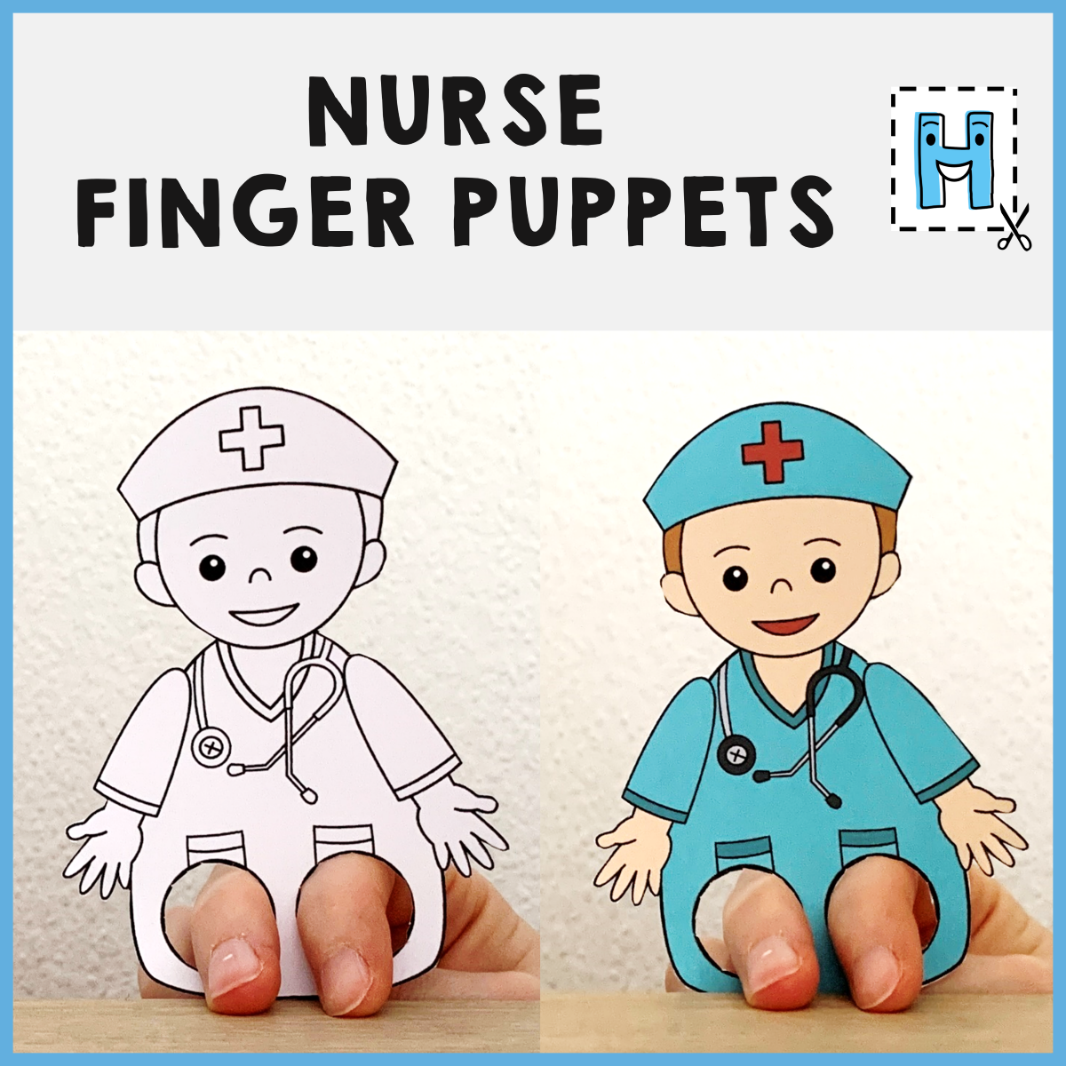 Nurse Finger Puppet Printable Worker Career Coloring Paper Craft Activity Made By Teachers