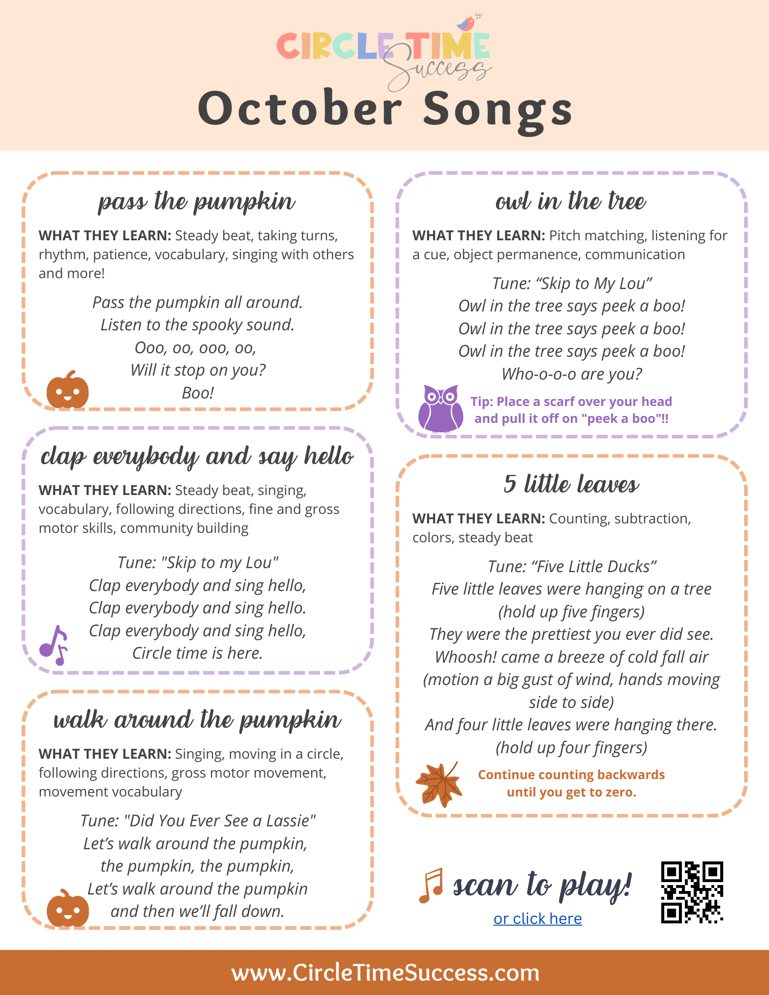 October Songs For Circle Time