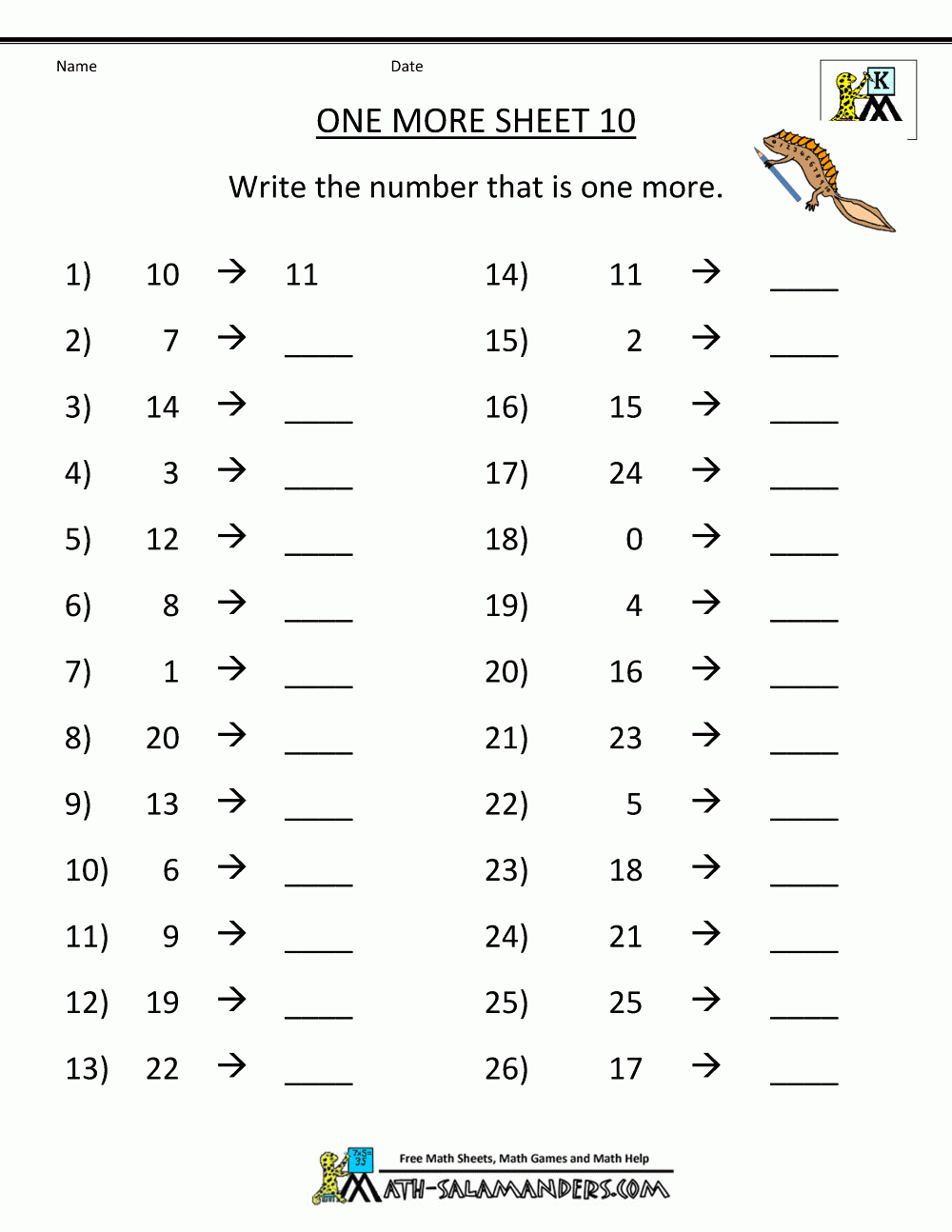 Printable Math Worksheest Number 22 Preschool