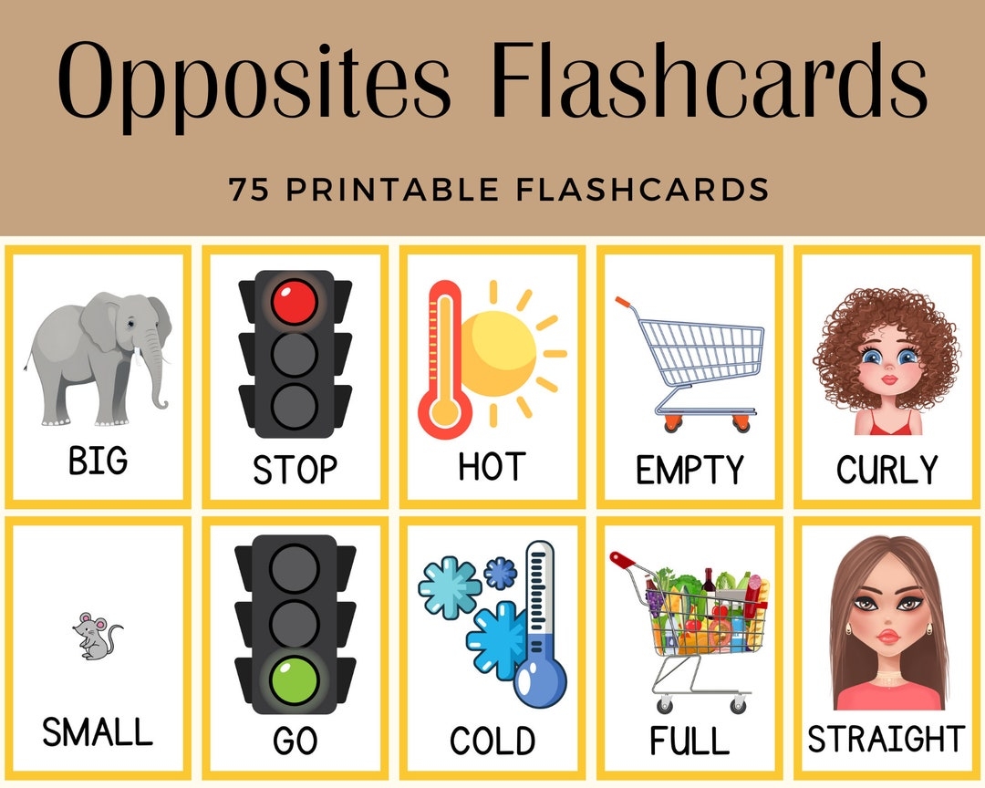 Printable Opposite Cards For Preschool
