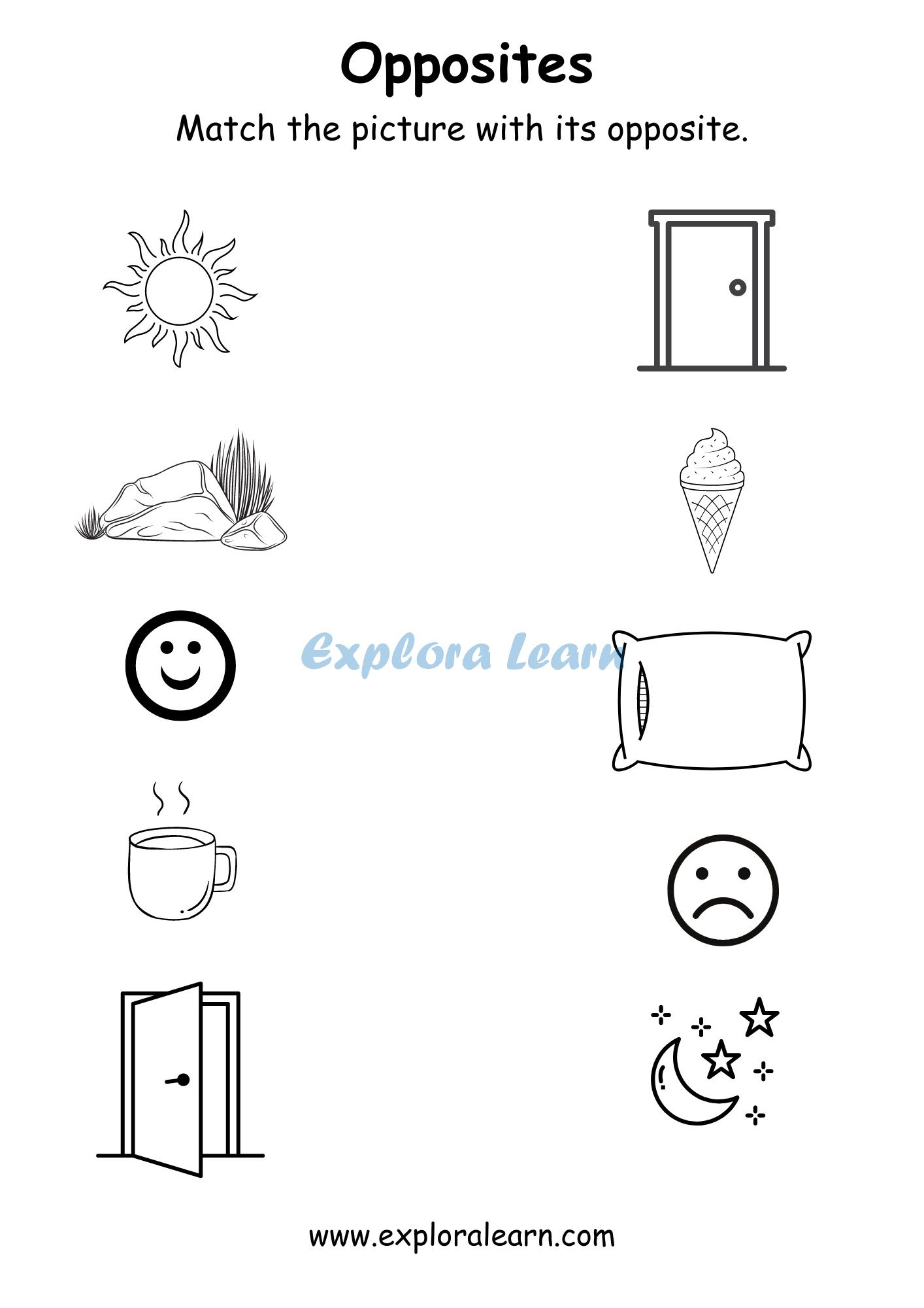 Opposites Comparison Worksheets For Preschool And Kindergarten 2 To 6 Years Kids