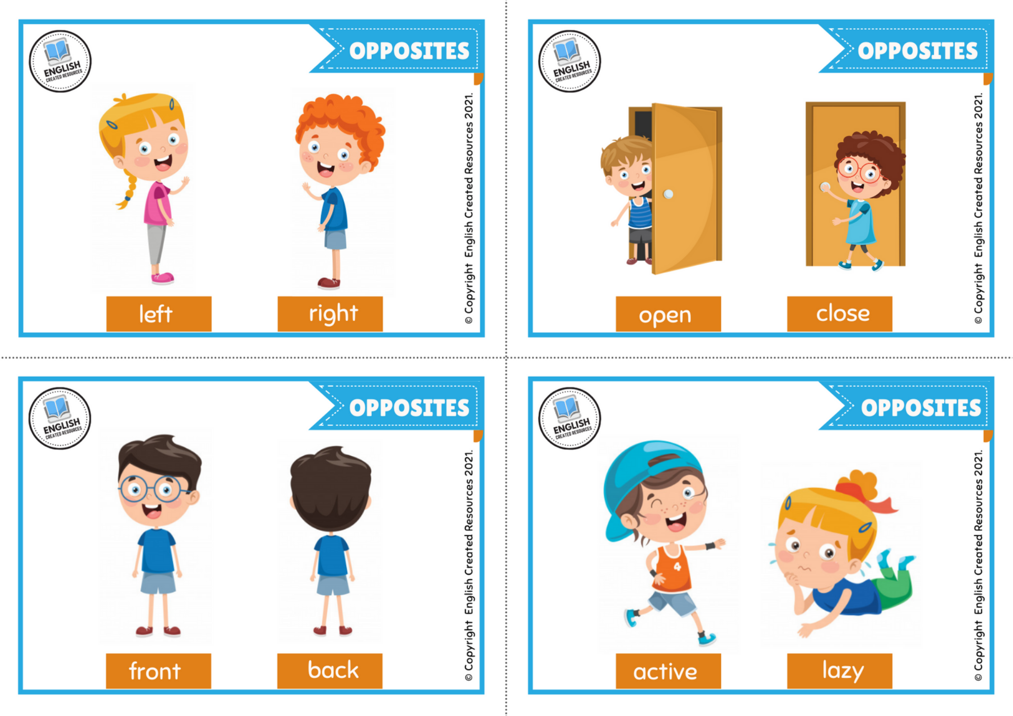 Printable Opposites Flashcards For Preschoolers