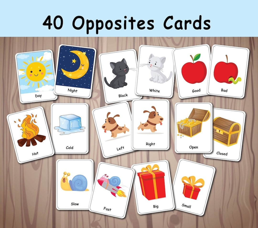 Opposites Matching Flashcards Printable Activity Pairing Cards Preschool Memory Game First Grade Special Education Homeschool Resource Etsy UK