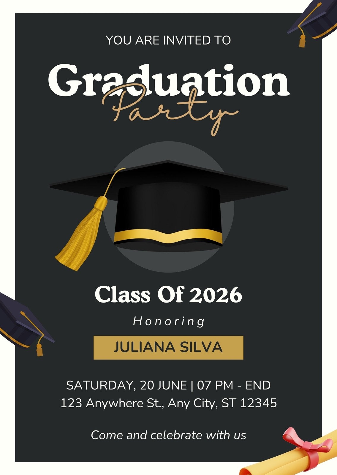 Page 3 Free Custom Printable Graduation Invitation Templates Canva