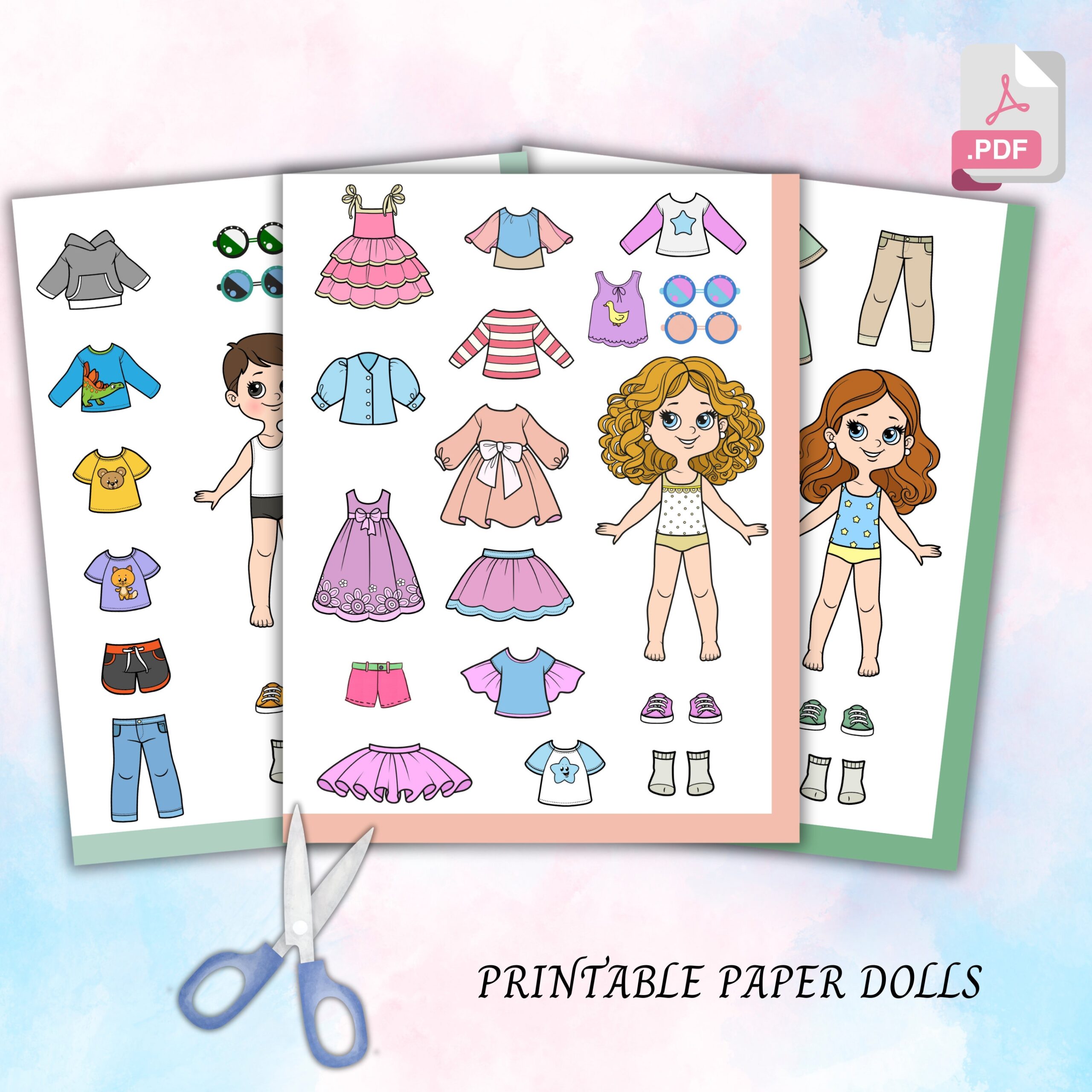Paper Dolls Kit Printable Activity Craft Homeschool Pre K 