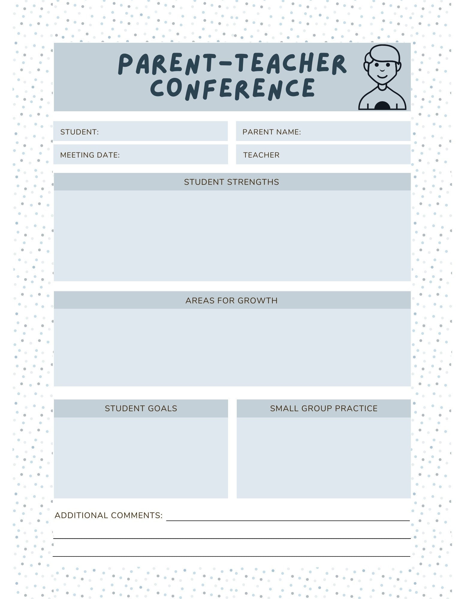 Parent Teacher Conference Form Teacher Conference Student Goals Student Grades Parent School Meeting