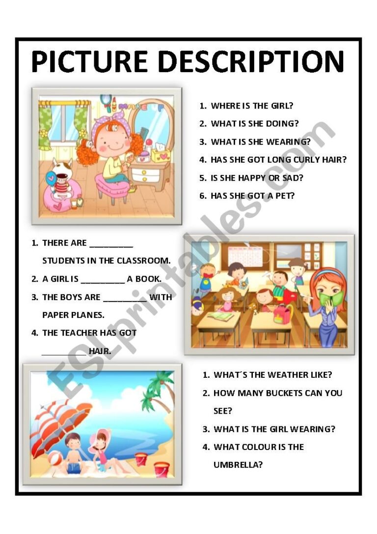 PICTURE DESCRIPTION FOR KIDS ESL Worksheet By Mariasoldossantos