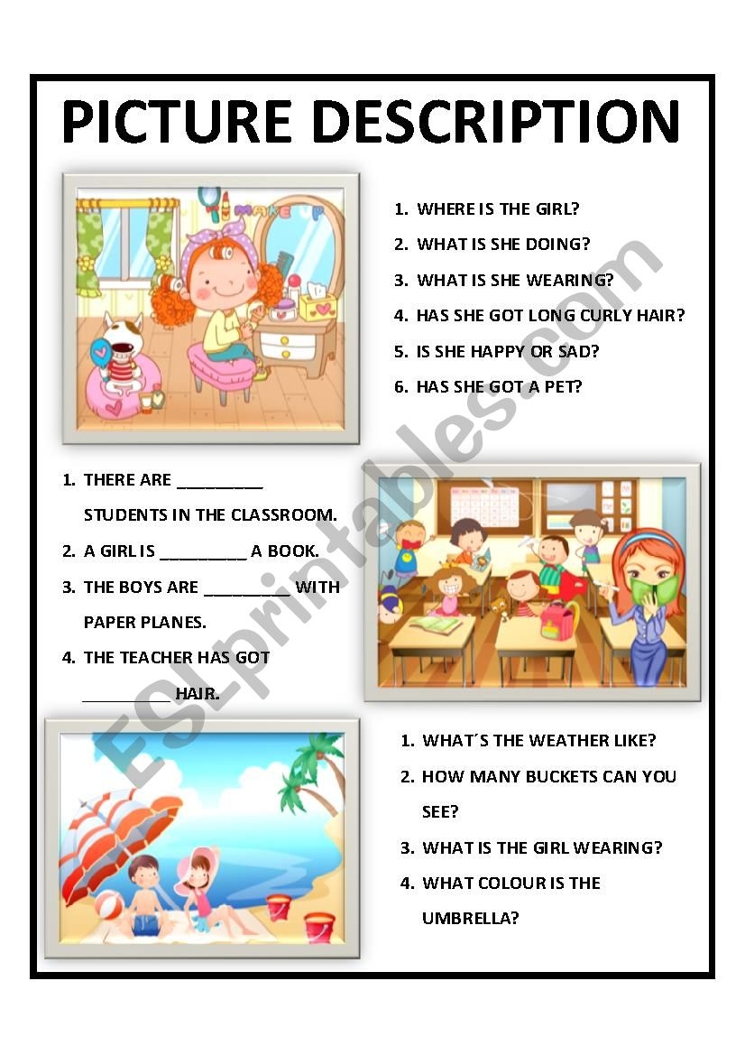 PICTURE DESCRIPTION FOR KIDS ESL Worksheet By Mariasoldossantos