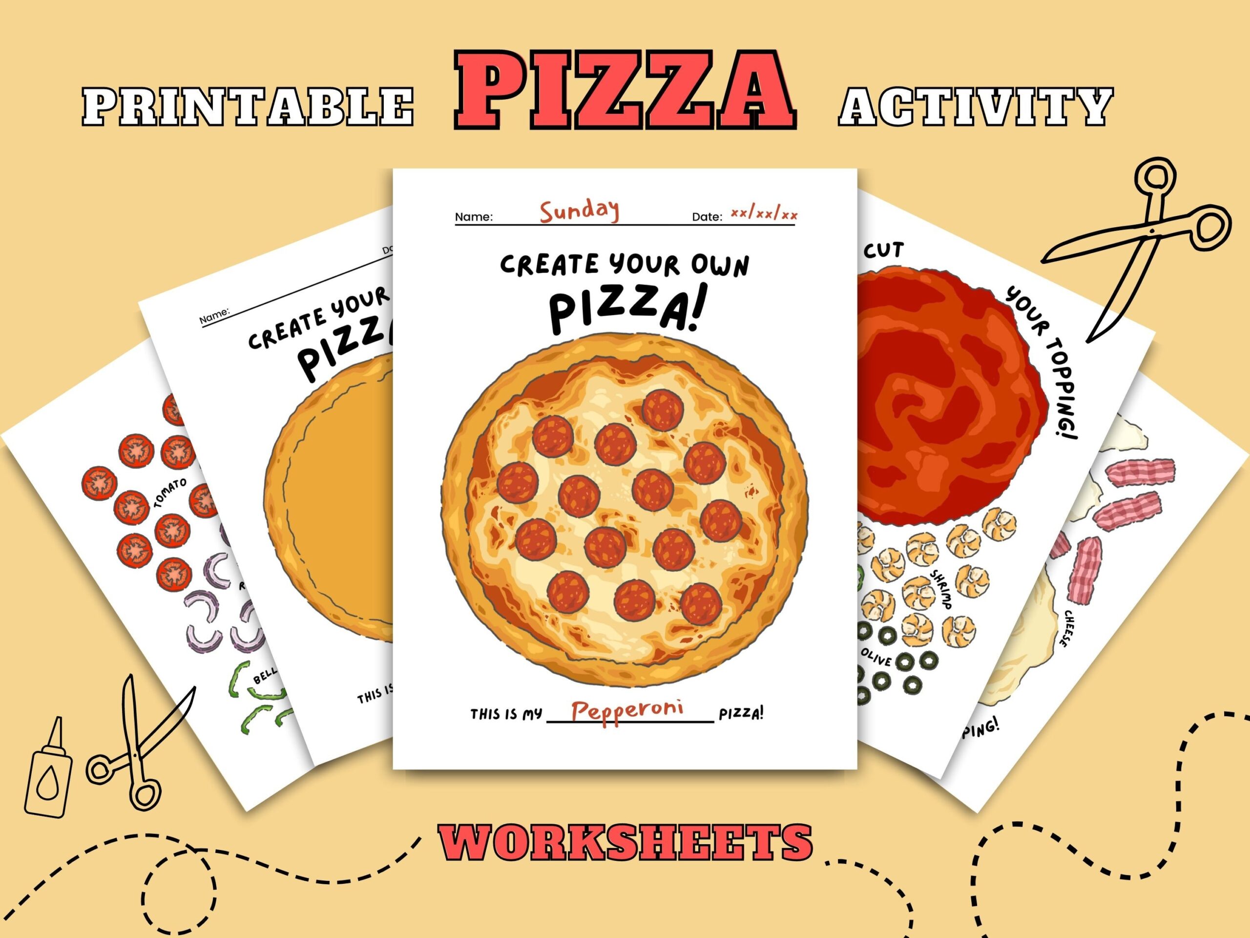 Pizza Printable Pizza Activity Sheets Build A Pizza Craft Kits For Kids Pretend Play Printable Prek Activity Cut And Plate Pizza Worksheet Etsy