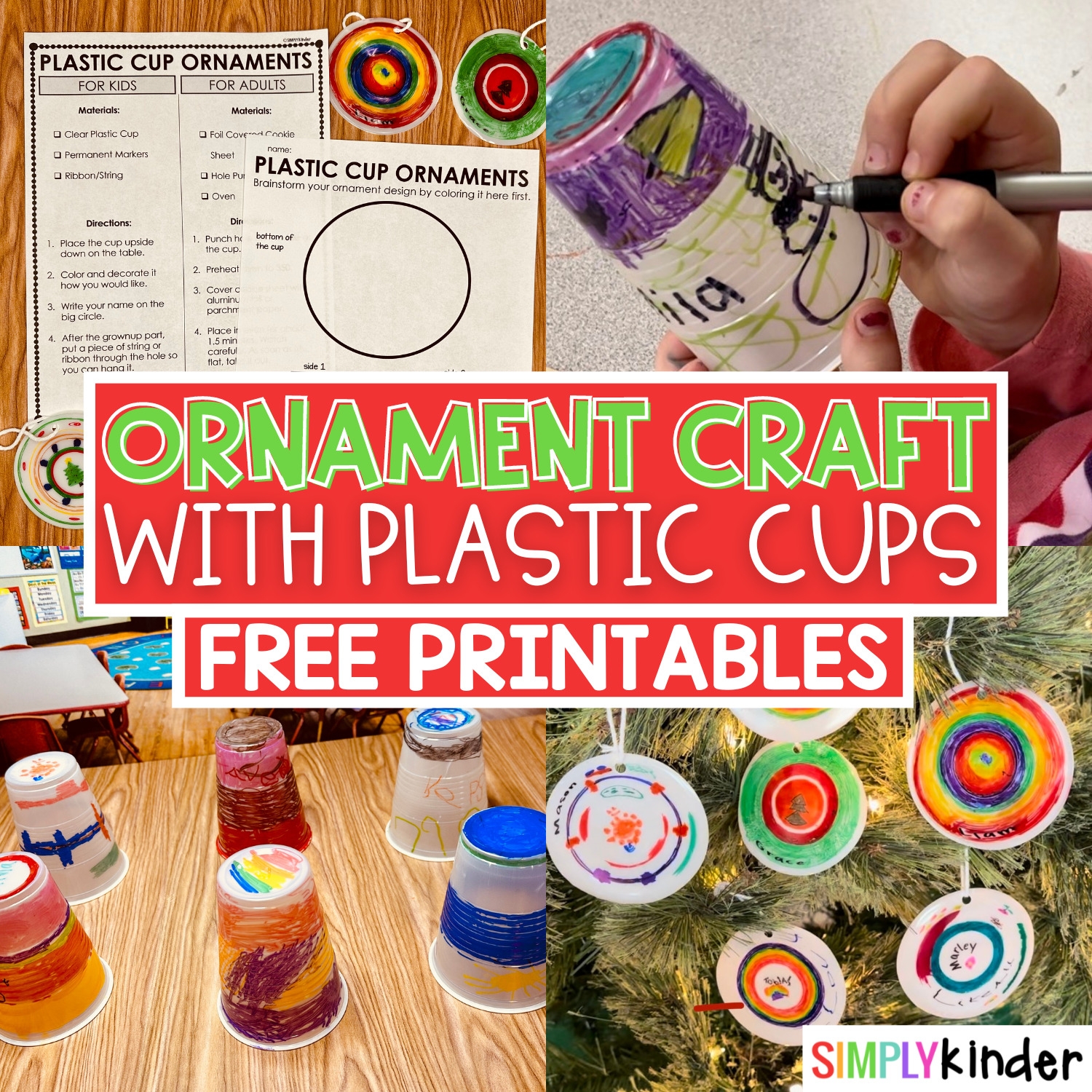 Plastic Cup Ornaments With A Free Printable Simply Kinder