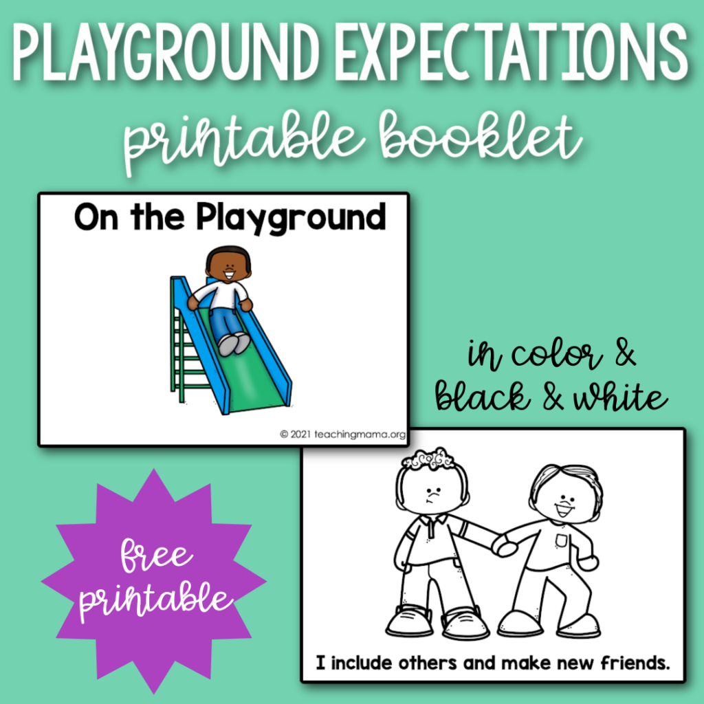 Playground Expectations Printable Booklet Teaching Mama