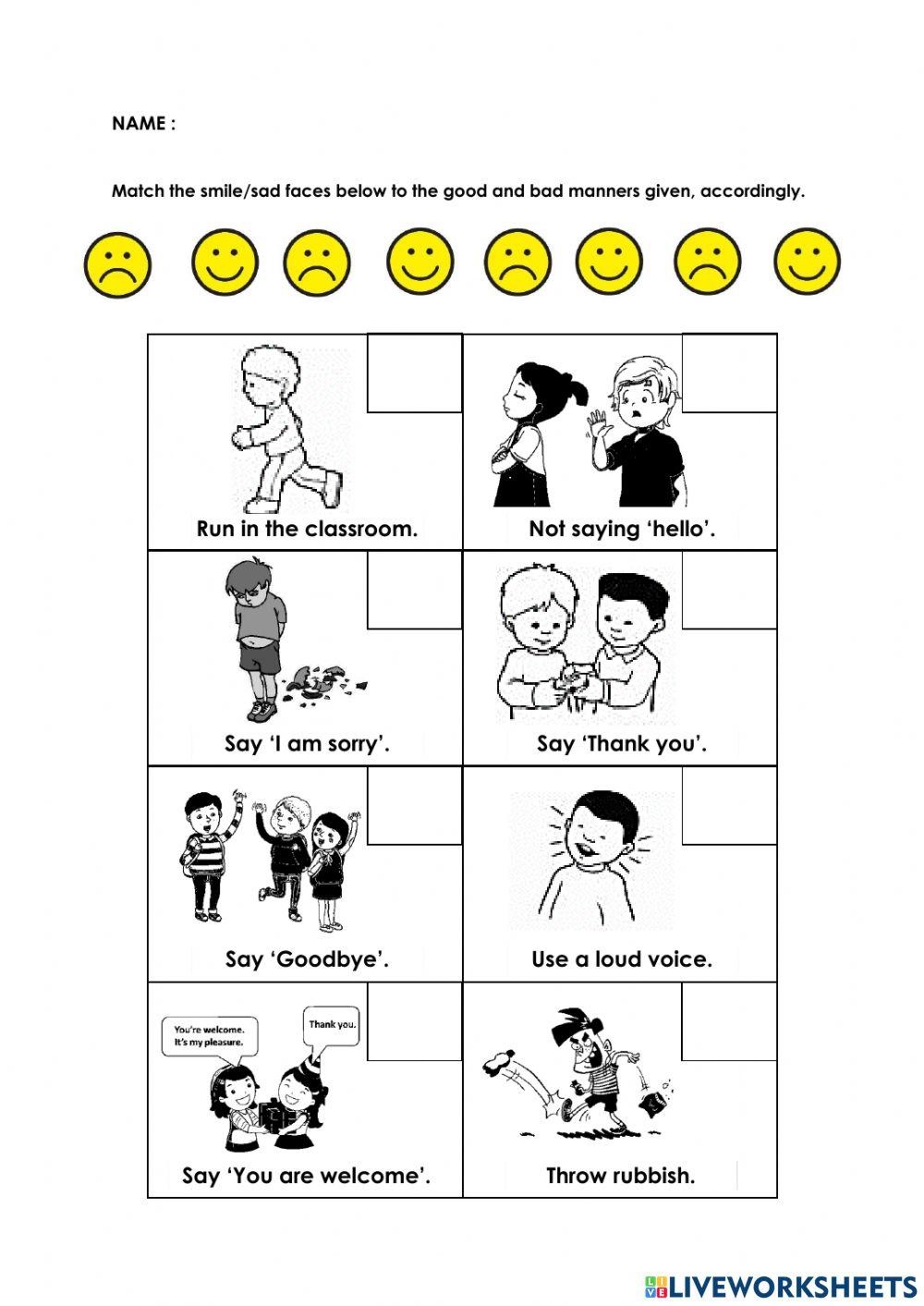 Printable Manners Worksheets For Preschoolers