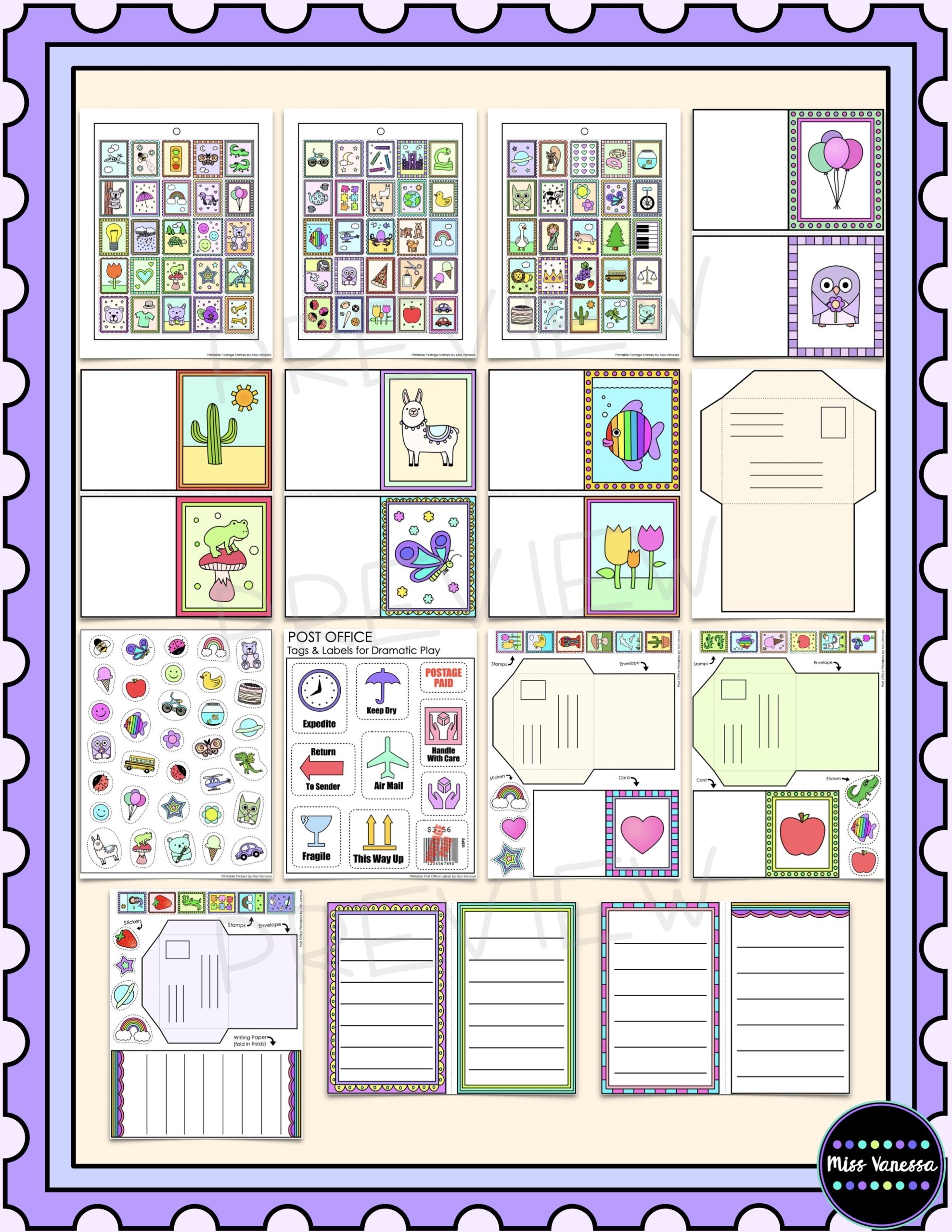 Printable Postage Stamps Preschool