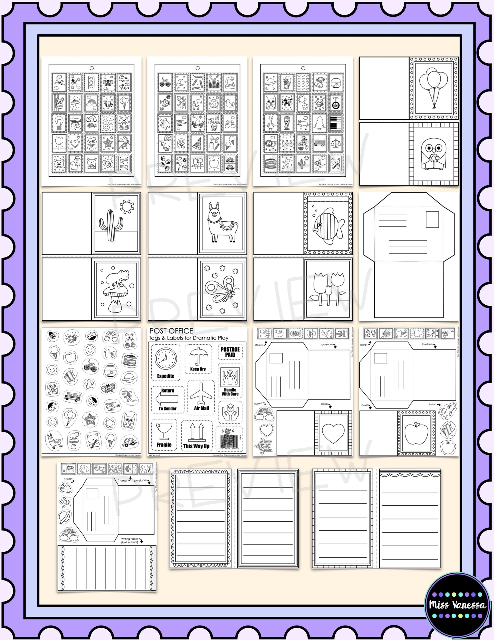 Post Office Dramatic Play Printables Printable Postage Stamps Cards Writing Paper U0026 Envelopes Made By Teachers