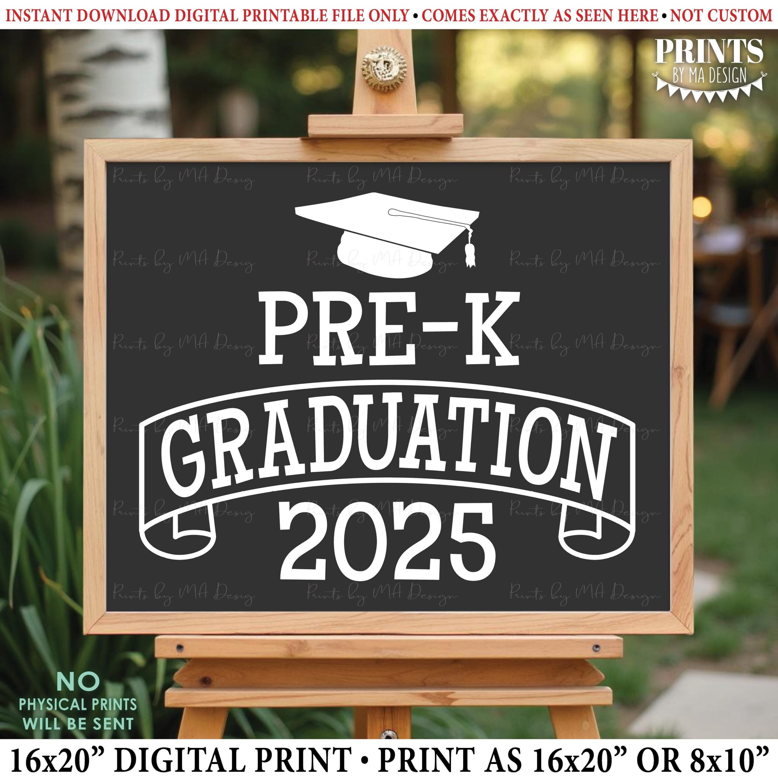 Pre K Graduation Sign Class Of 2025 Preschool Graduates PRINTABLE Dark Gray 8x10 16x20 2025 Instant Download Grad Sign