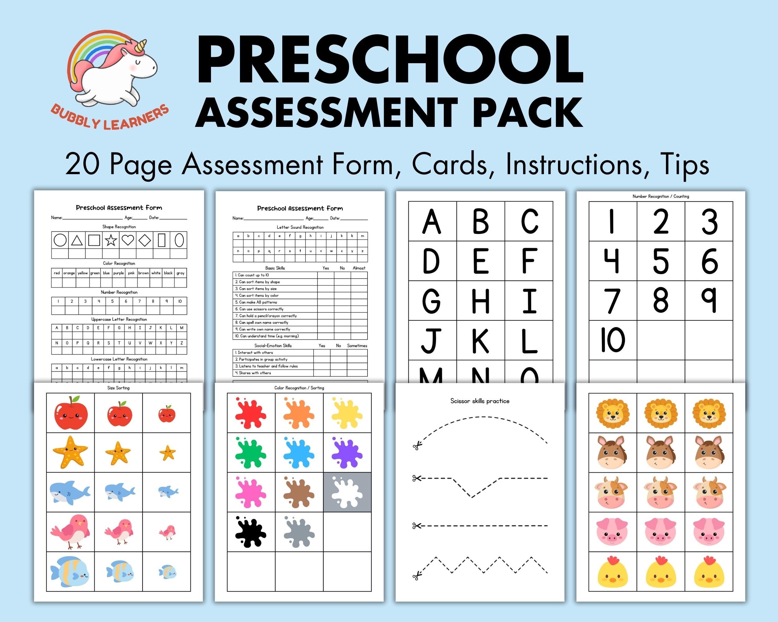 Preschool Assessment Forms Printable Prek Assessment Printable 