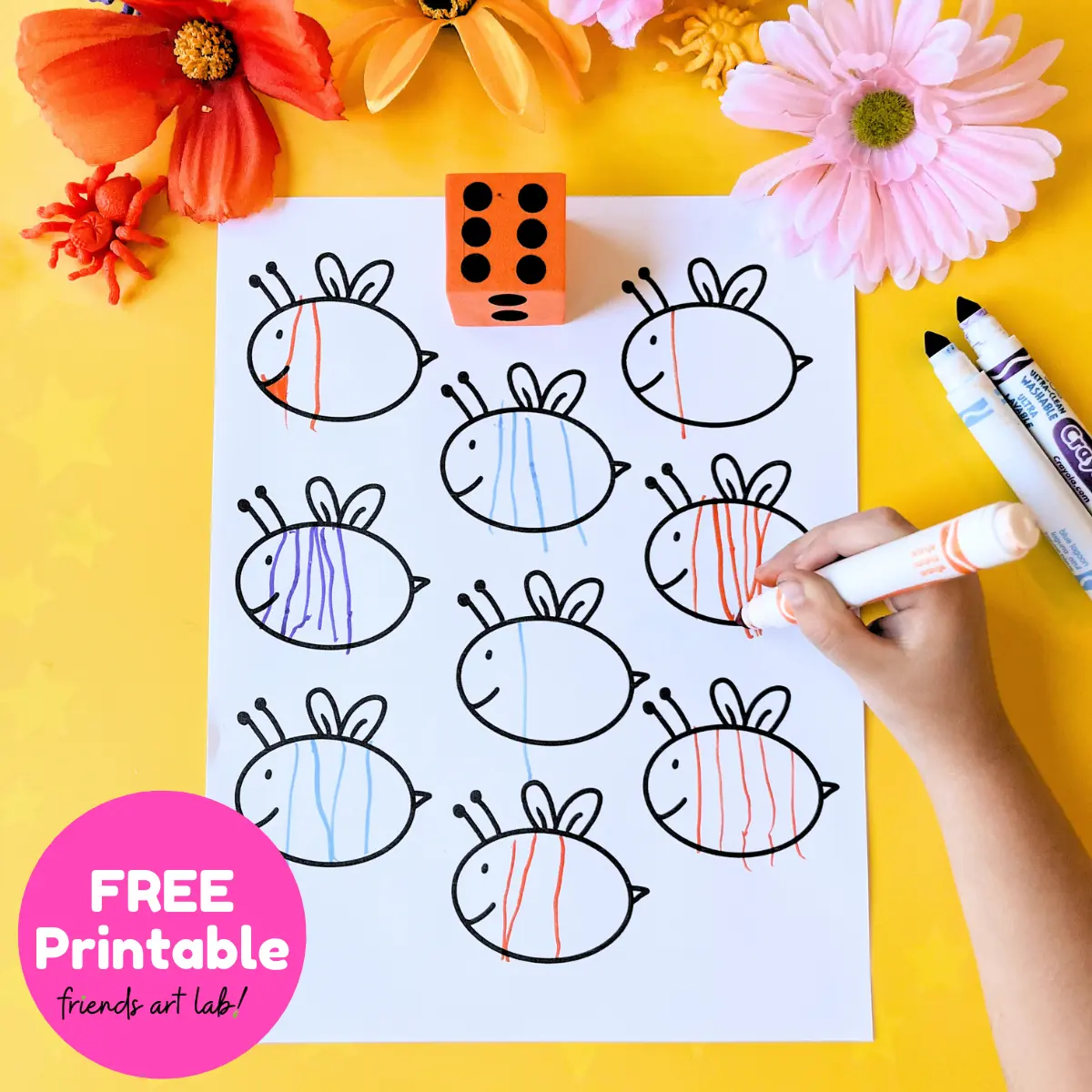 Preschool Bee Math Activity FREE Printable Friends Art Lab