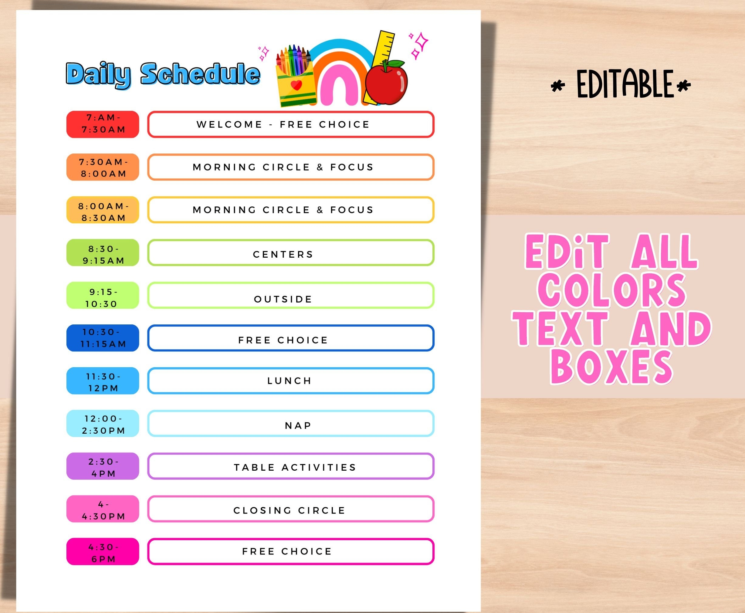 Preschool Daily Schedule Daycare Schedule EDITABLE Template Customizable Home Daycare Schedule Etsy Canada