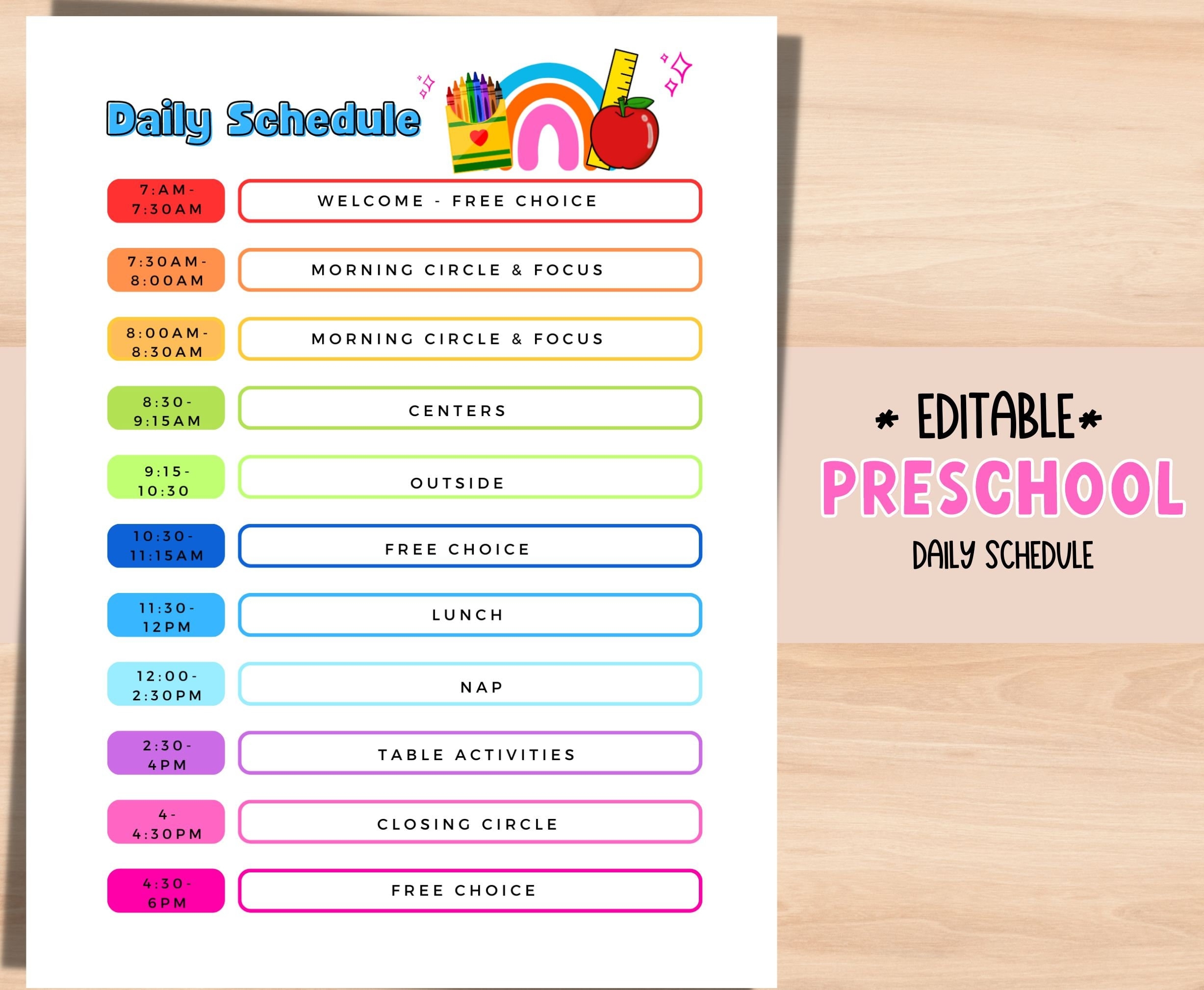 Printable Schedules For Preschool