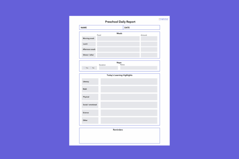 Preschool Daily Sheet Template To Customize For Free
