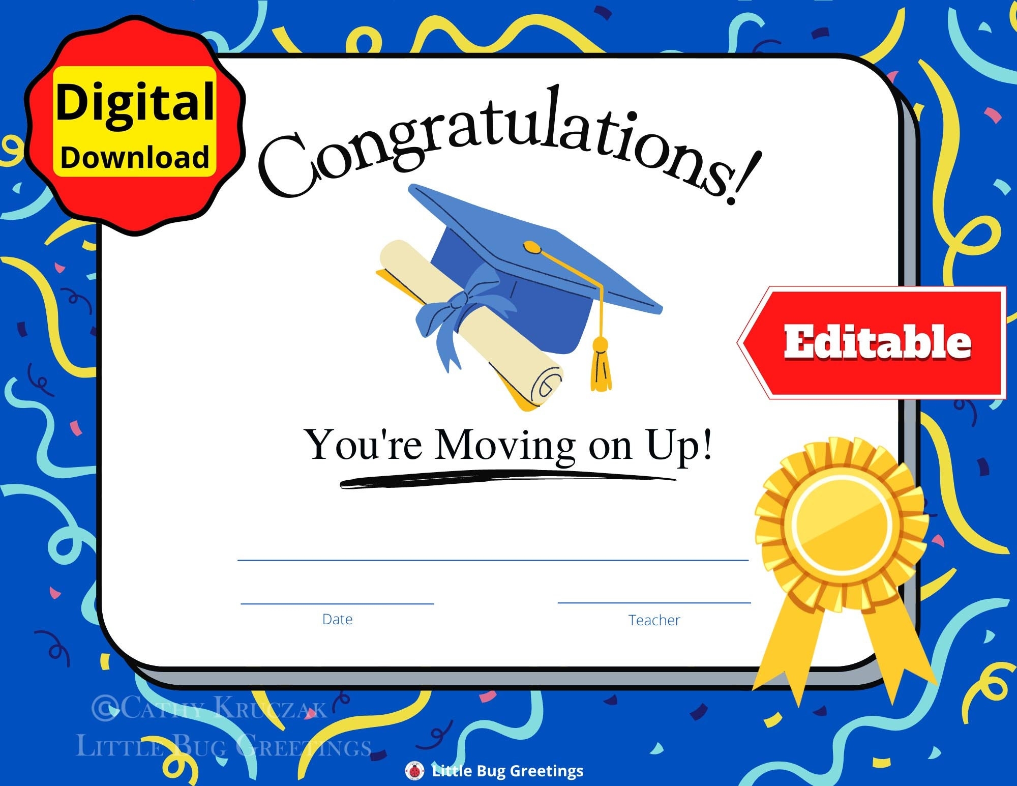 Preschool End Of The Year Awards Congratulations You re Moving Up EDITABLE Printable Etsy